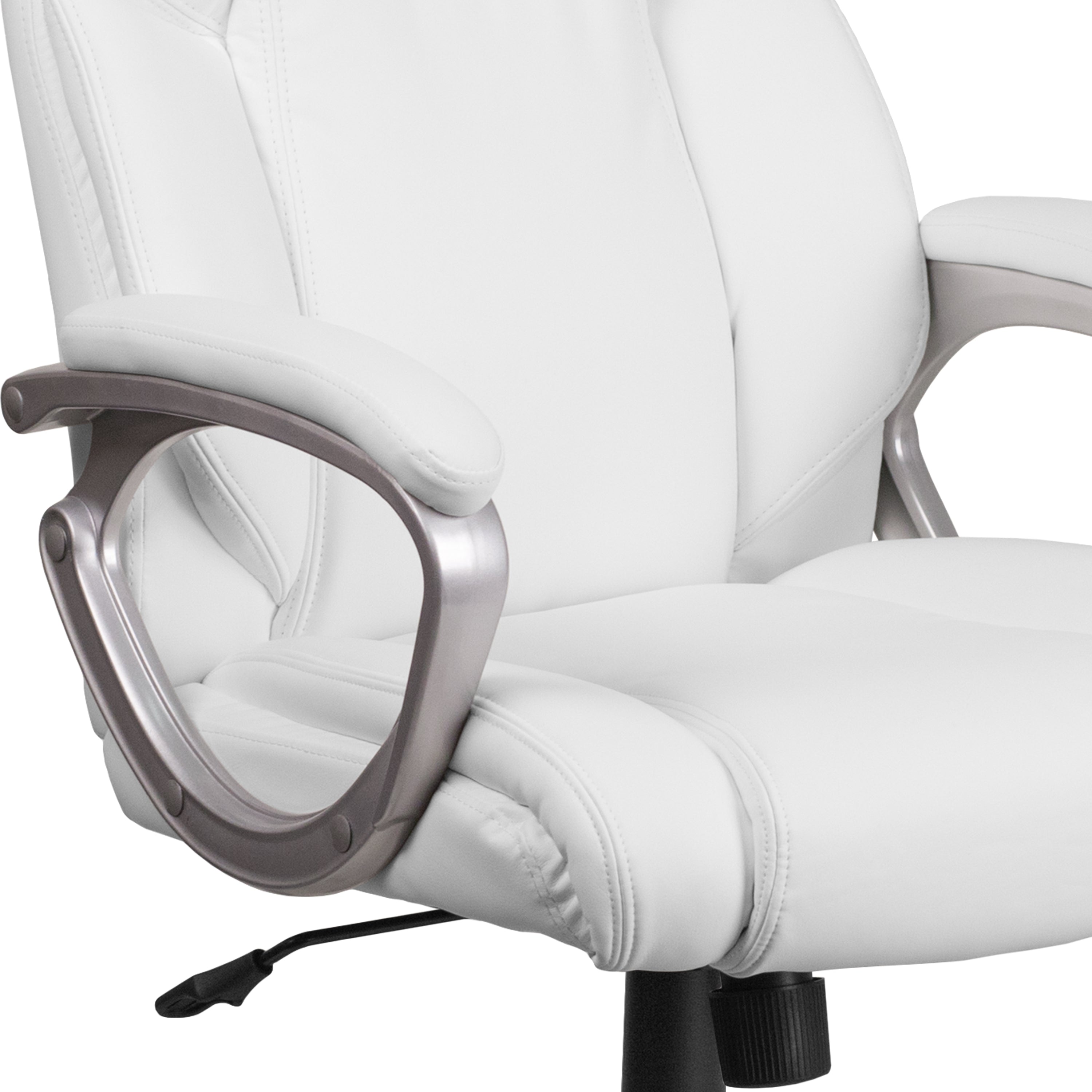 Mid-Back LeatherSoftSoft Executive Swivel Office Chair with Padded Arms