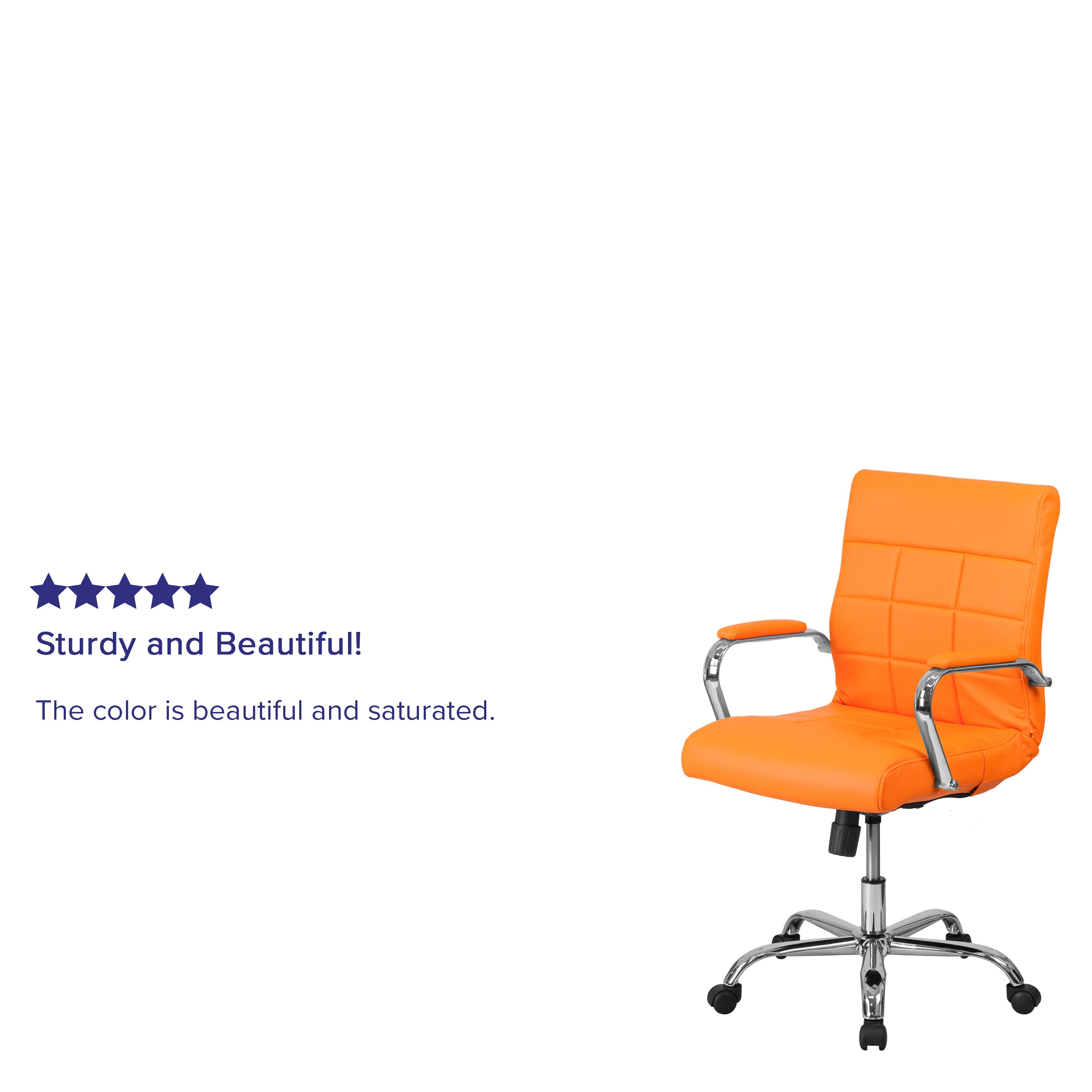 Mid-Back Vinyl Executive Swivel Office Chair with Chrome Base and Arms