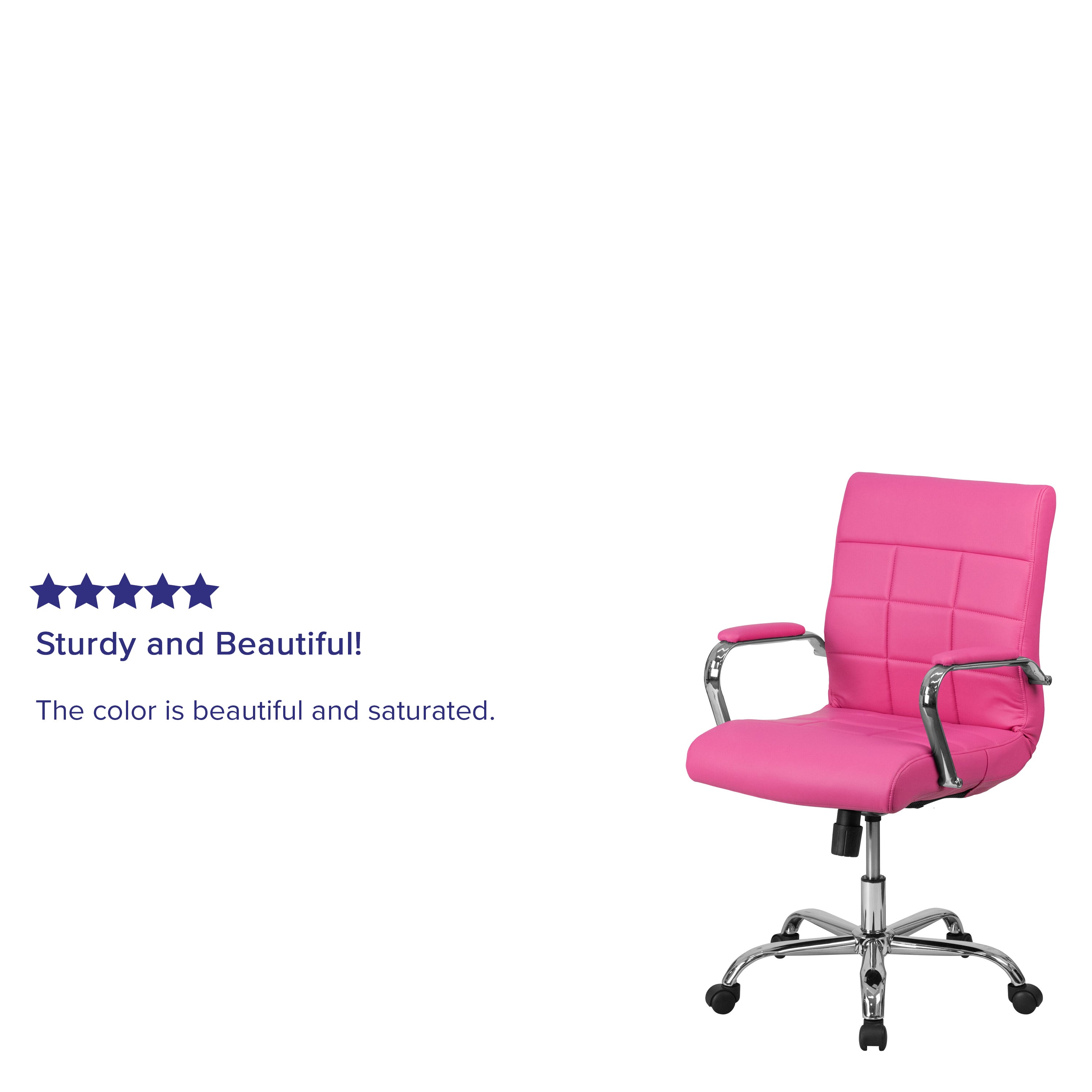 Mid-Back Vinyl Executive Swivel Office Chair with Chrome Base and Arms