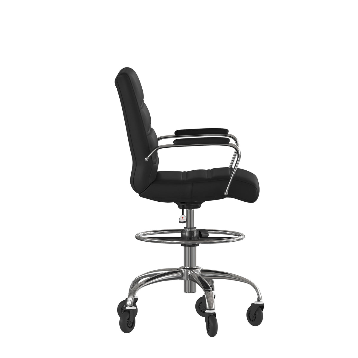 Lexi Mid-Back Drafting Chair with Adjustable Foot Ring, Chrome Base, and Transparent Roller Wheels