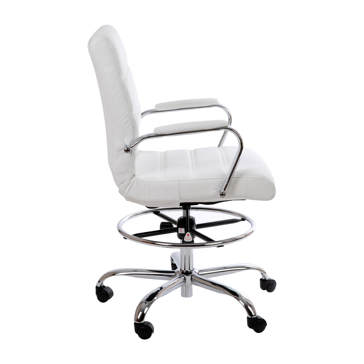 Mid-Back LeatherSoft Drafting Chair with Adjustable Foot Ring and Chrome Base