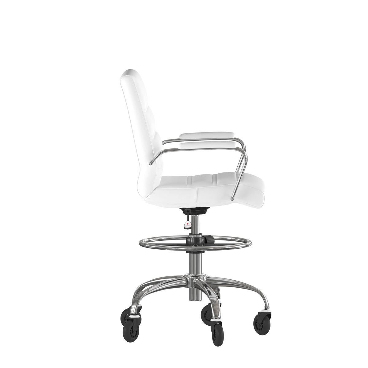 Lexi Mid-Back Drafting Chair with Adjustable Foot Ring, Chrome Base, and Transparent Roller Wheels