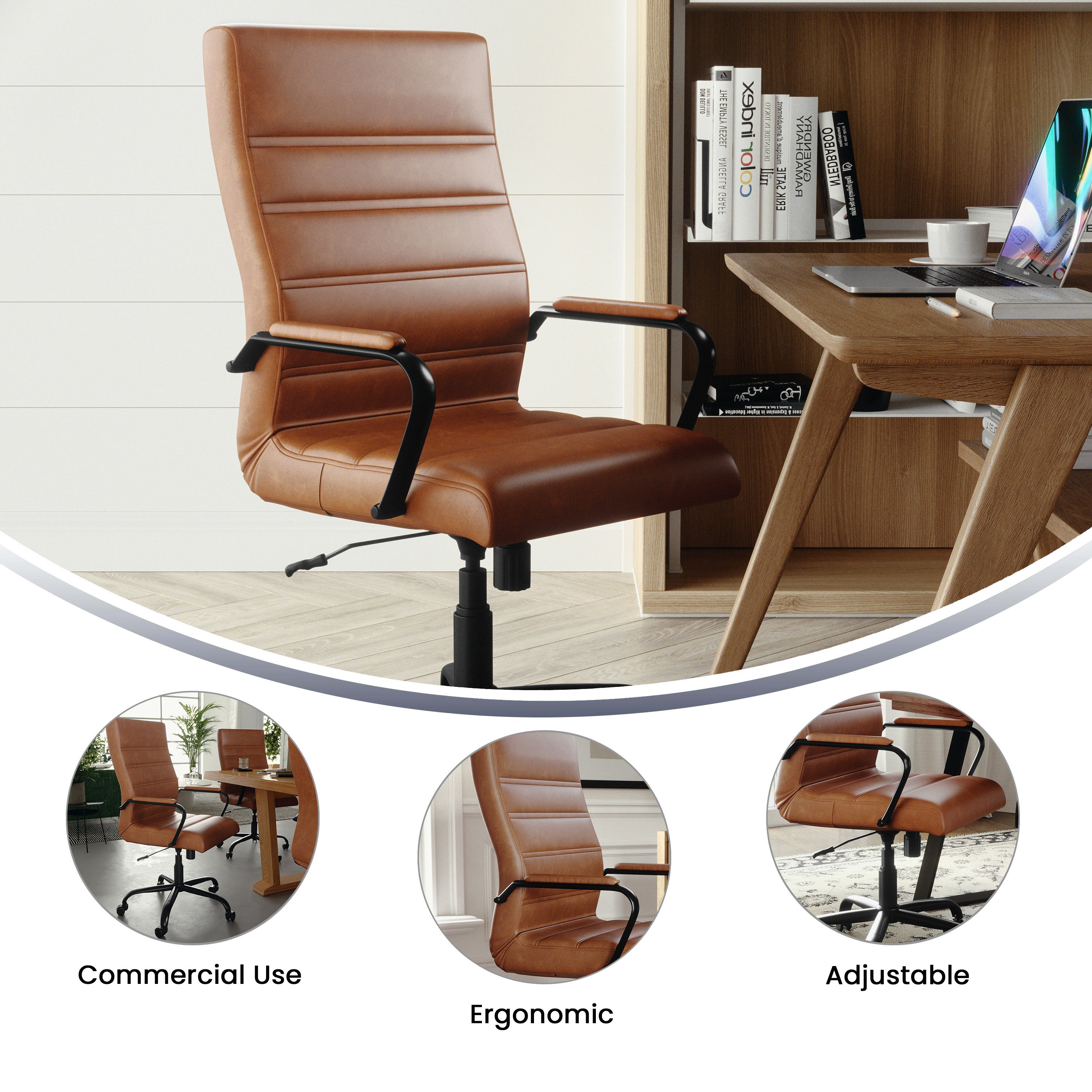 High Back Executive Swivel Office Chair with Metal Frame and Arms