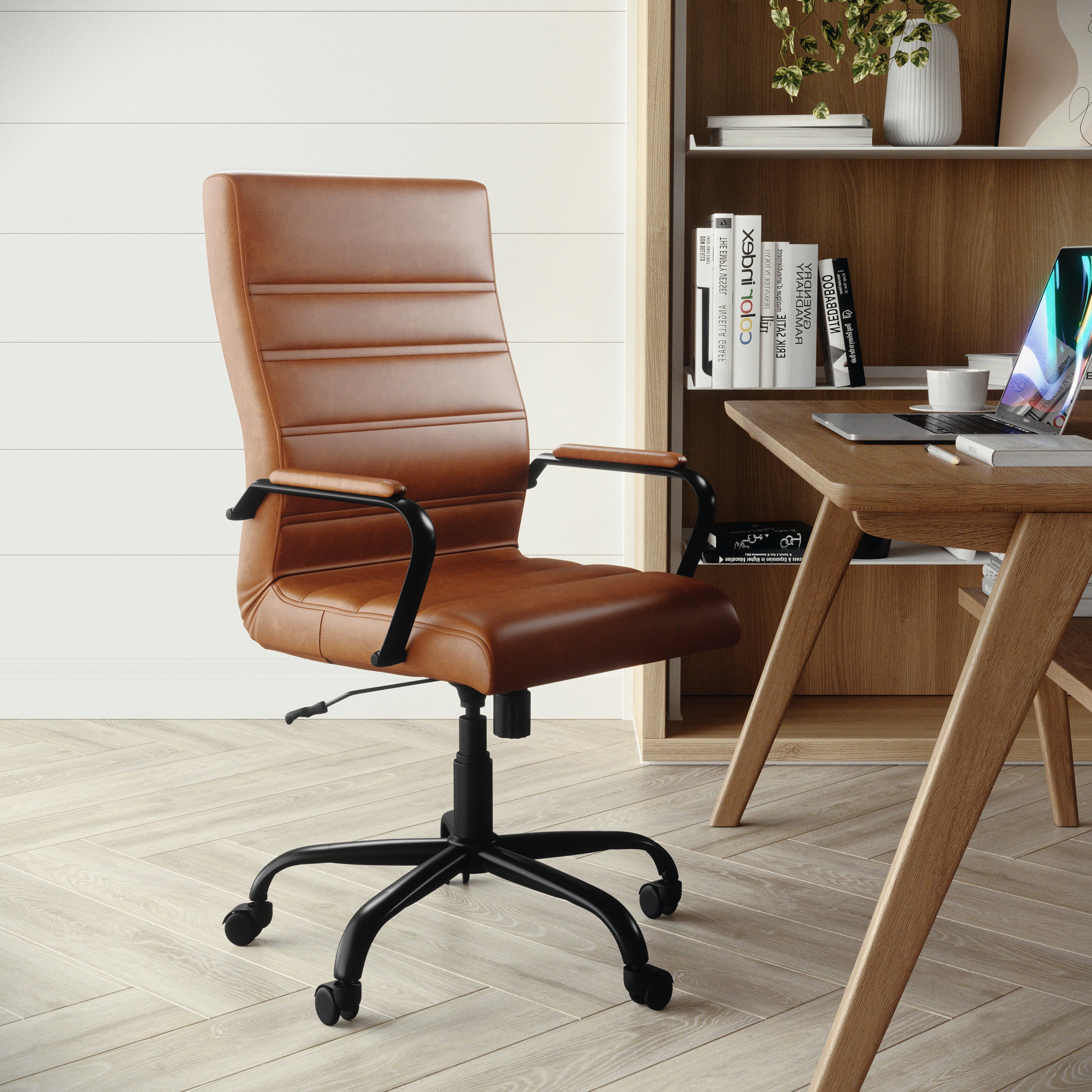 High Back Executive Swivel Office Chair with Metal Frame and Arms