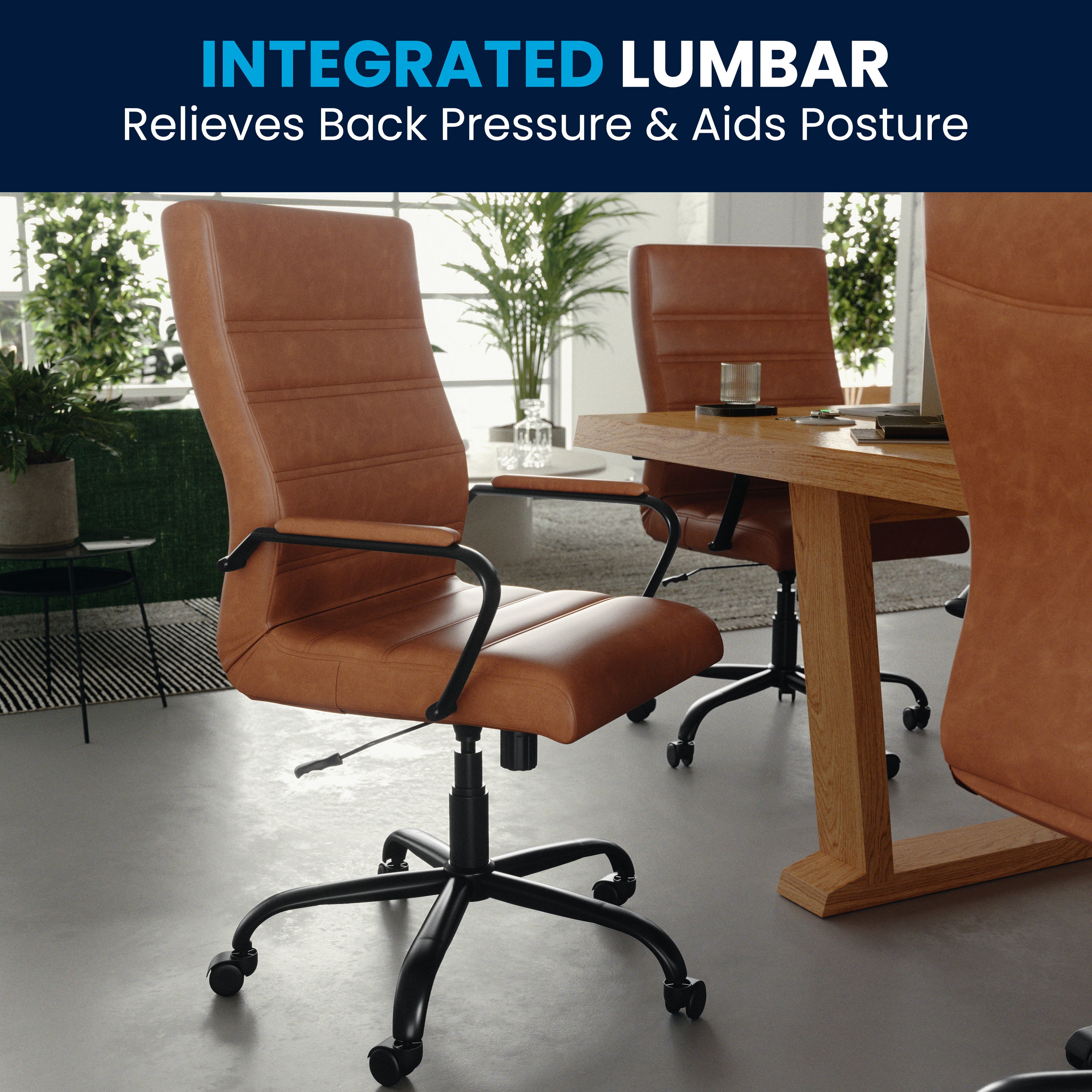 High Back Executive Swivel Office Chair with Metal Frame and Arms