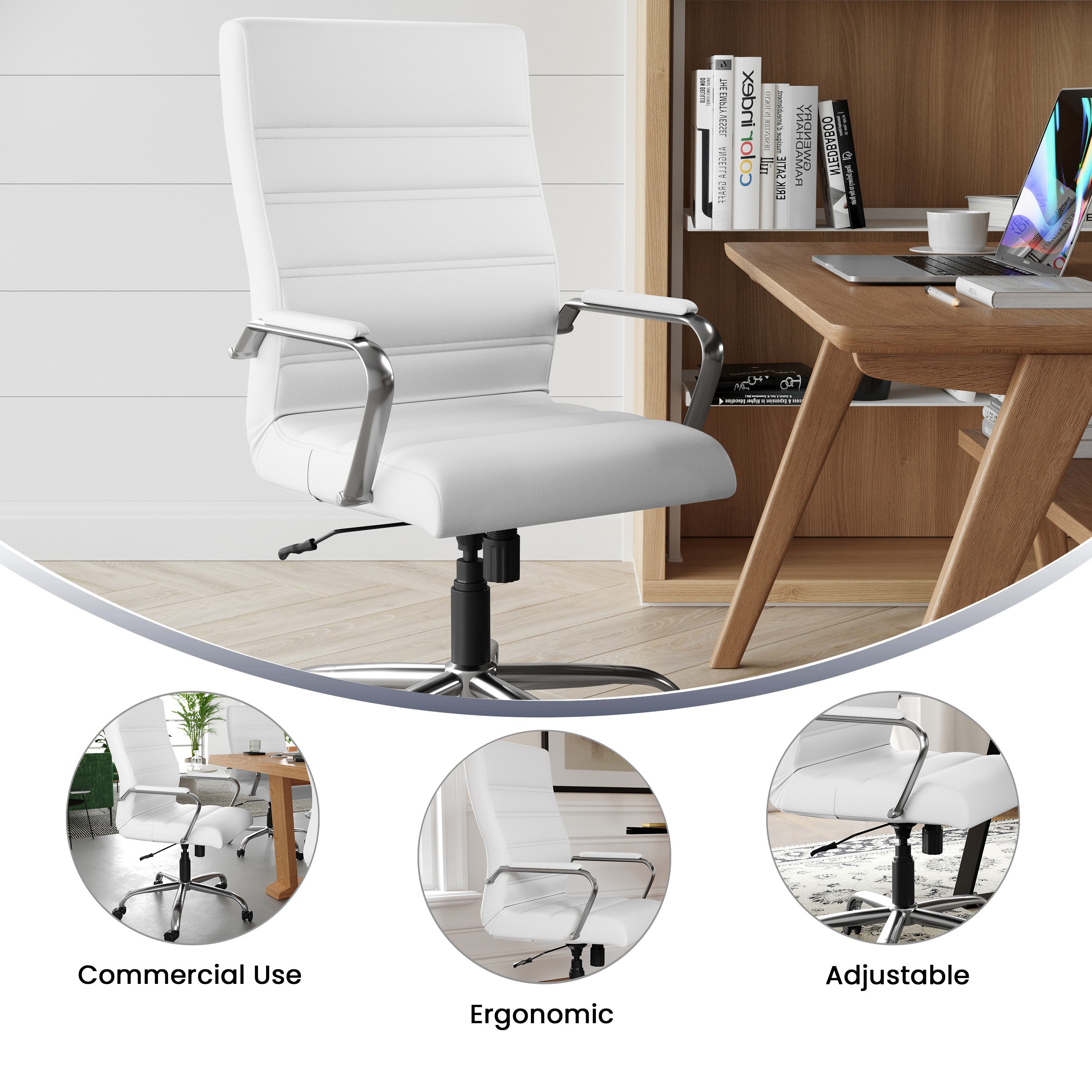 High Back Executive Swivel Office Chair with Metal Frame and Arms