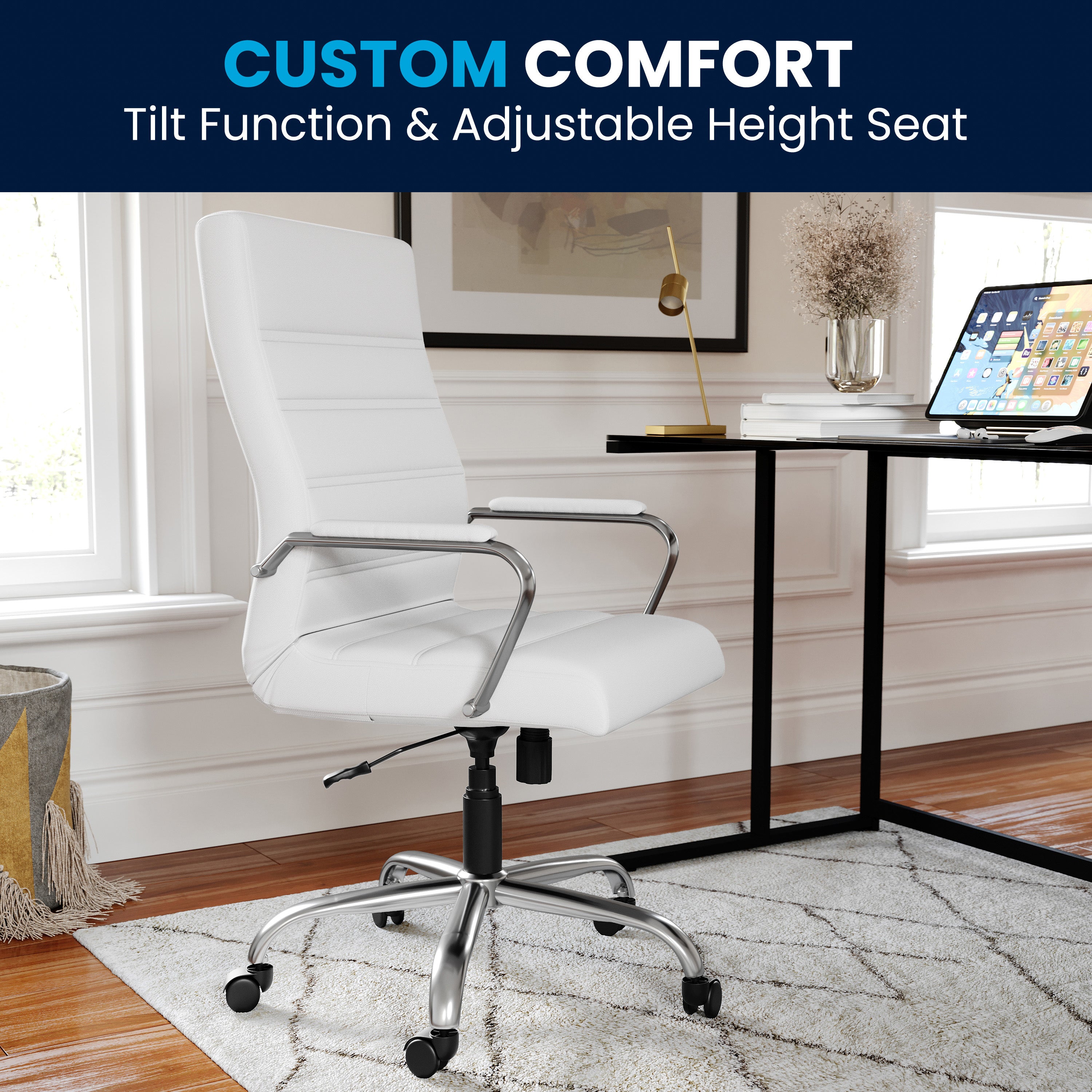 High Back Executive Swivel Office Chair with Metal Frame and Arms