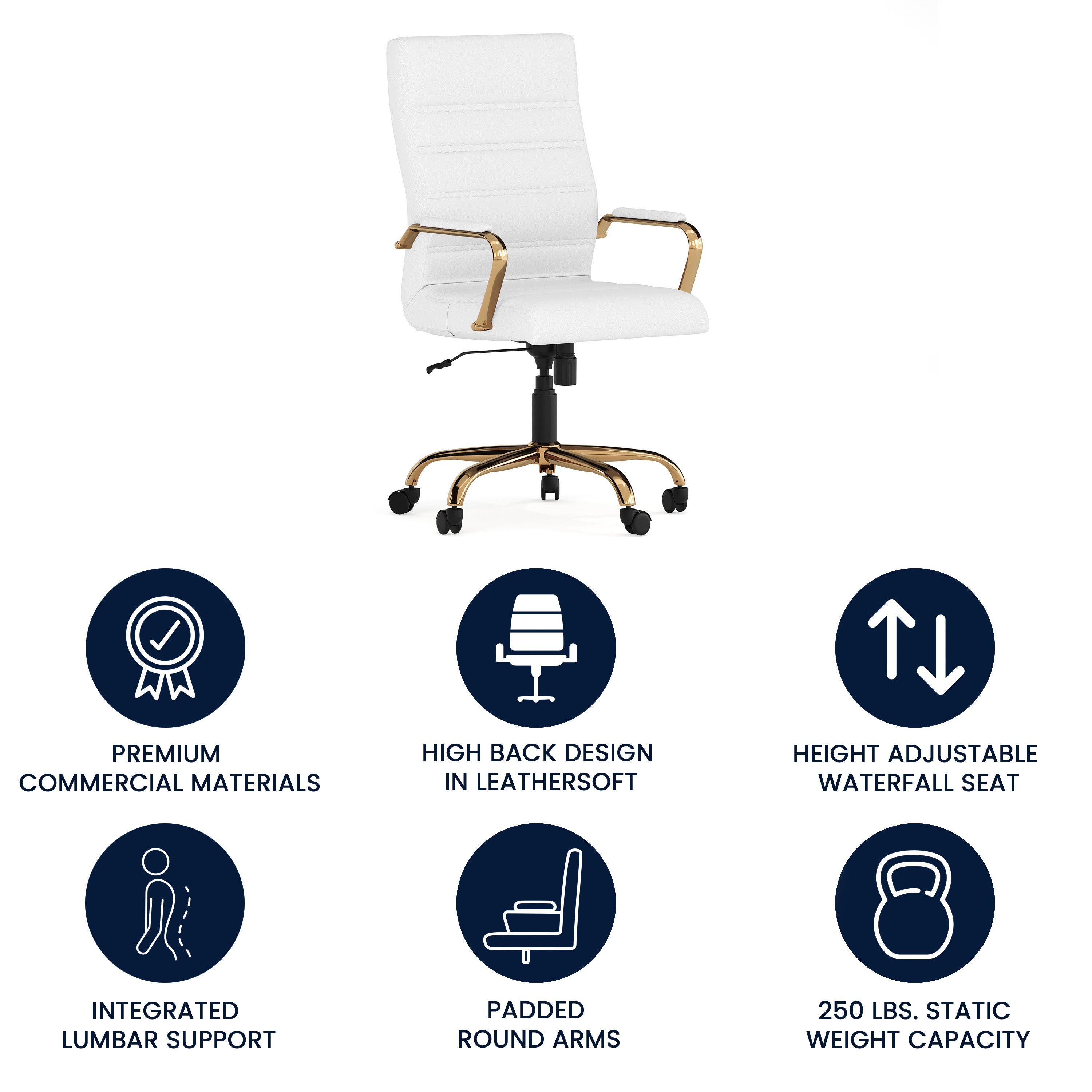 High Back Executive Swivel Office Chair with Metal Frame and Arms