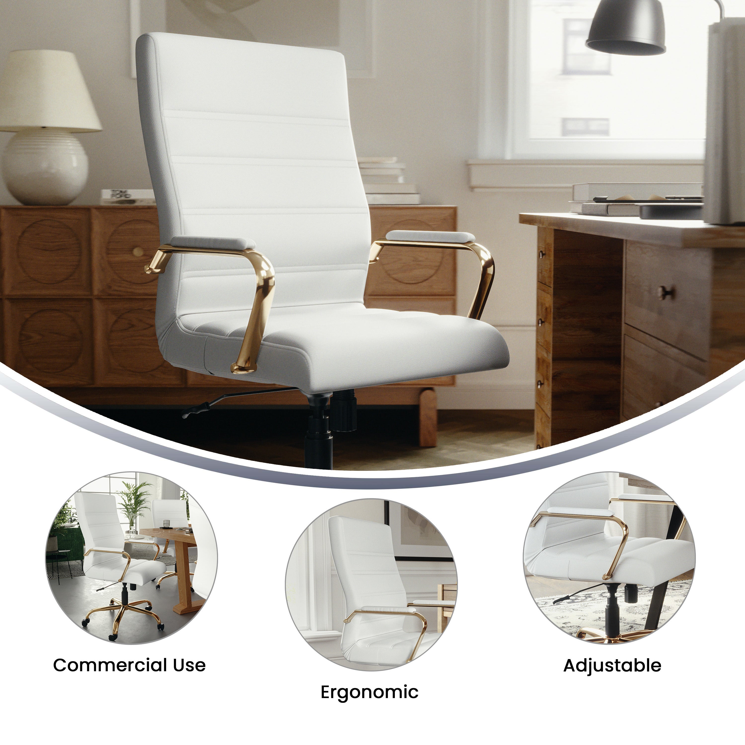 High Back Executive Swivel Office Chair with Metal Frame and Arms