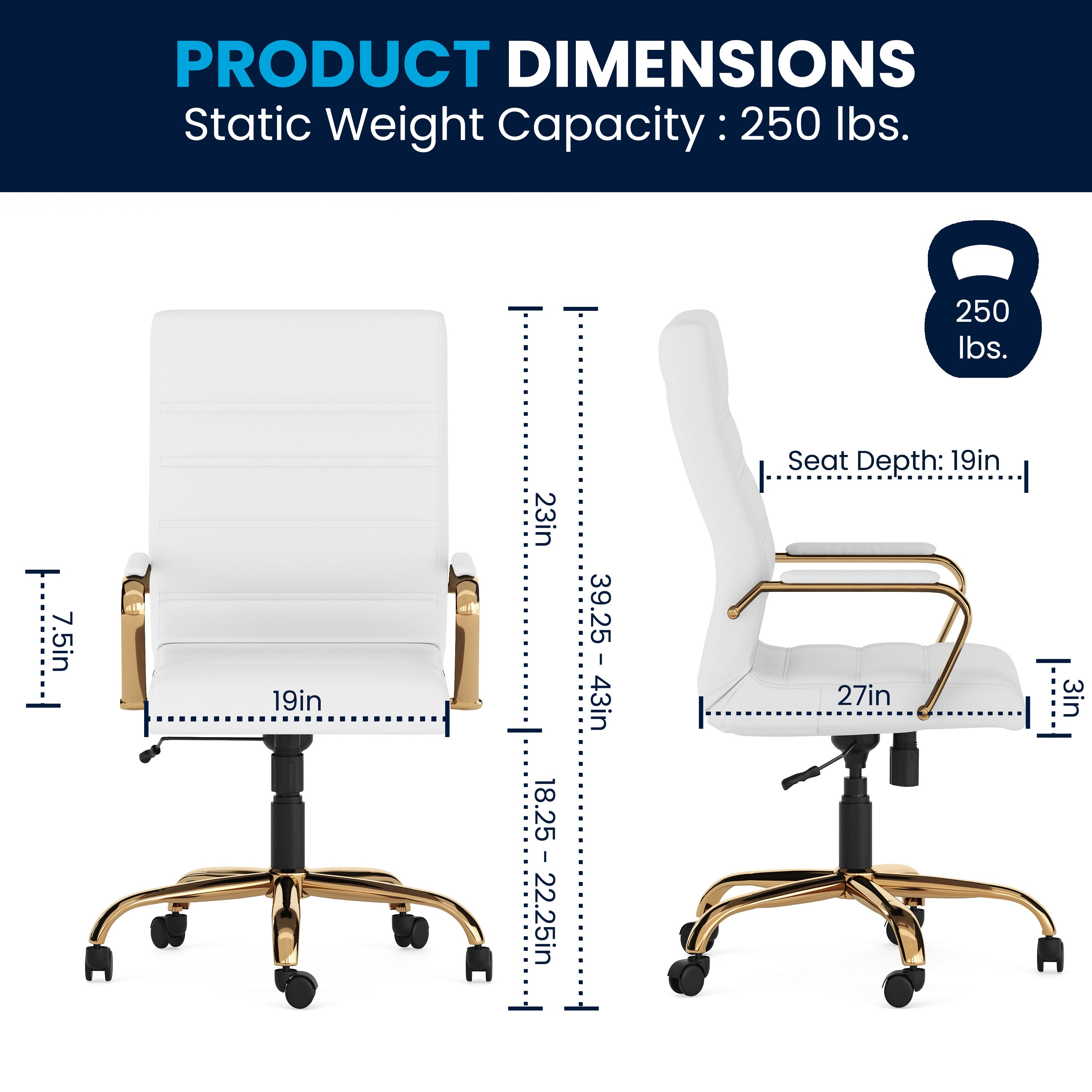 High Back Executive Swivel Office Chair with Metal Frame and Arms