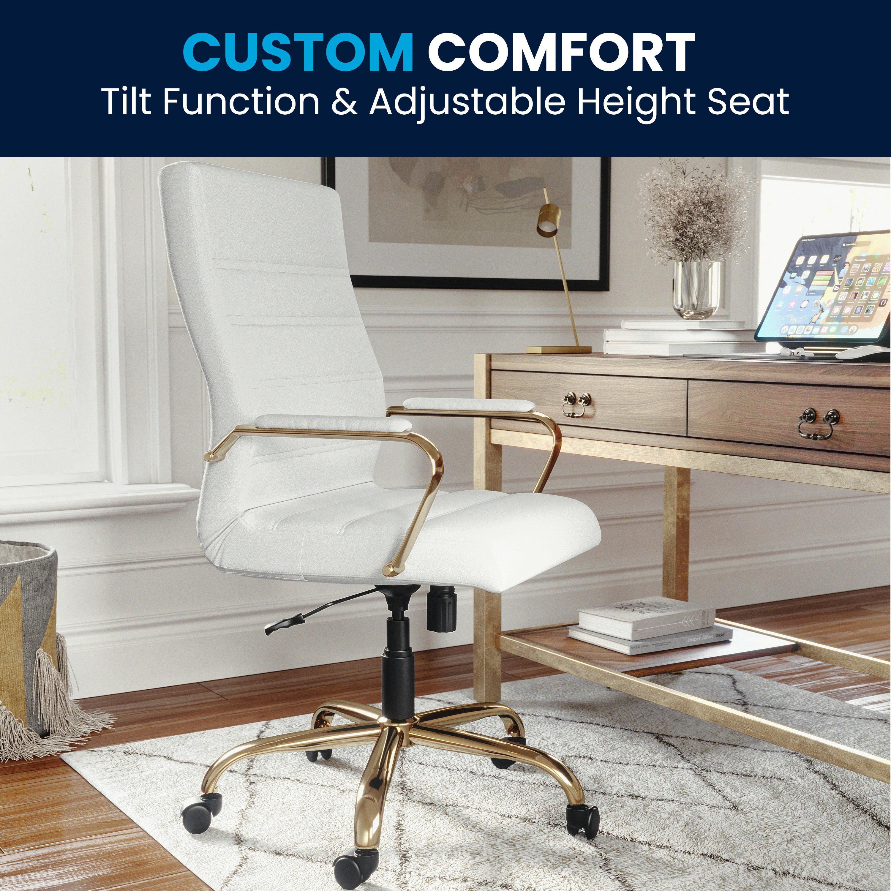 High Back Executive Swivel Office Chair with Metal Frame and Arms