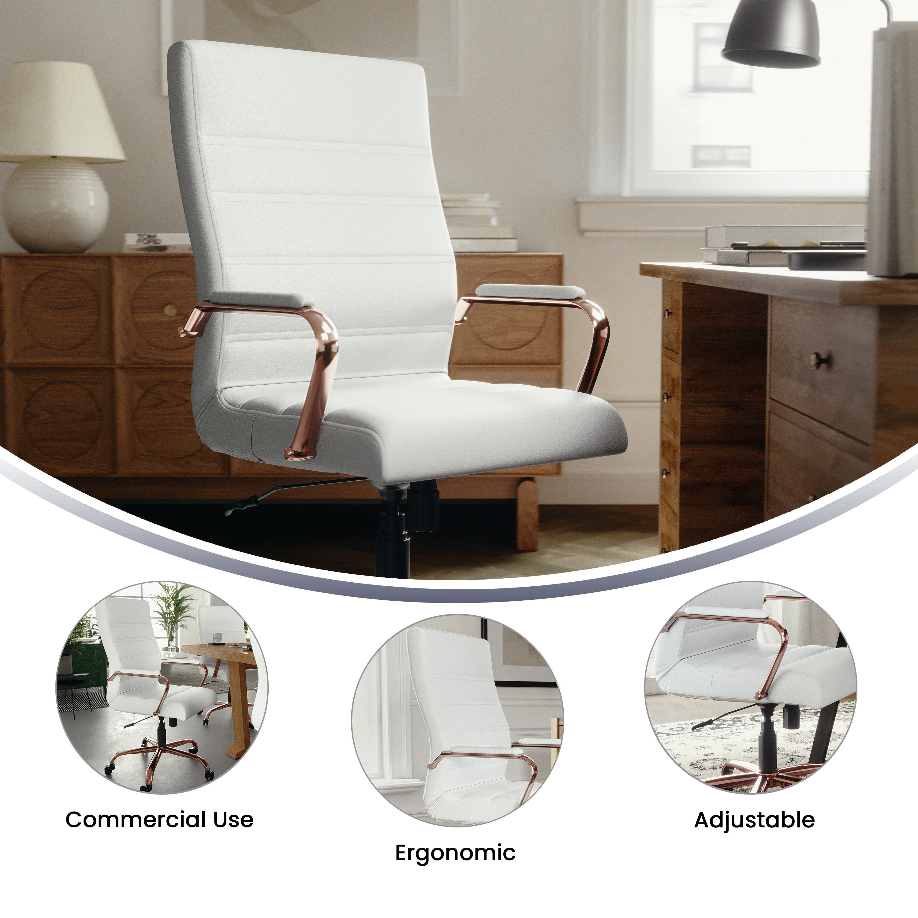 High Back Executive Swivel Office Chair with Metal Frame and Arms