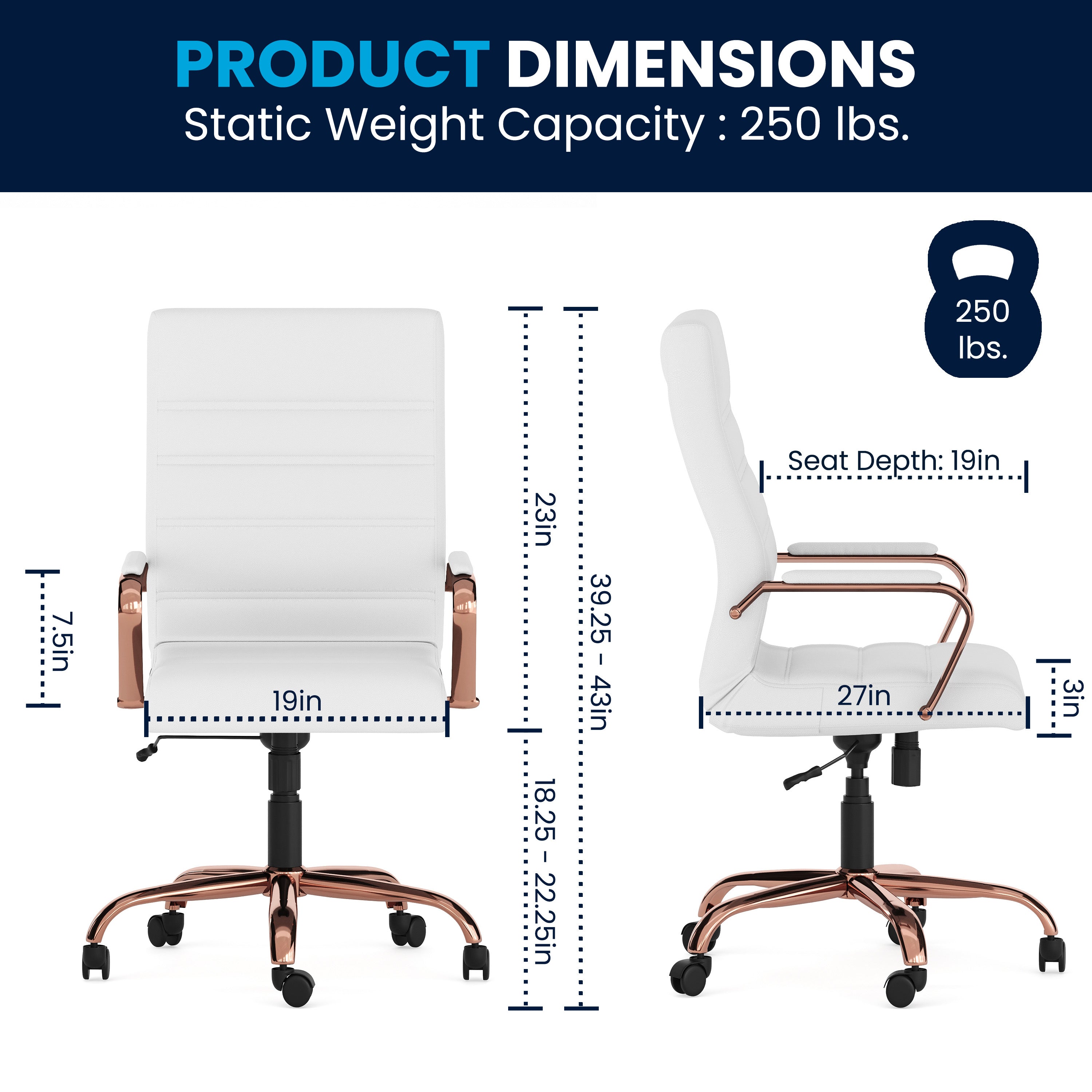 High Back Executive Swivel Office Chair with Metal Frame and Arms