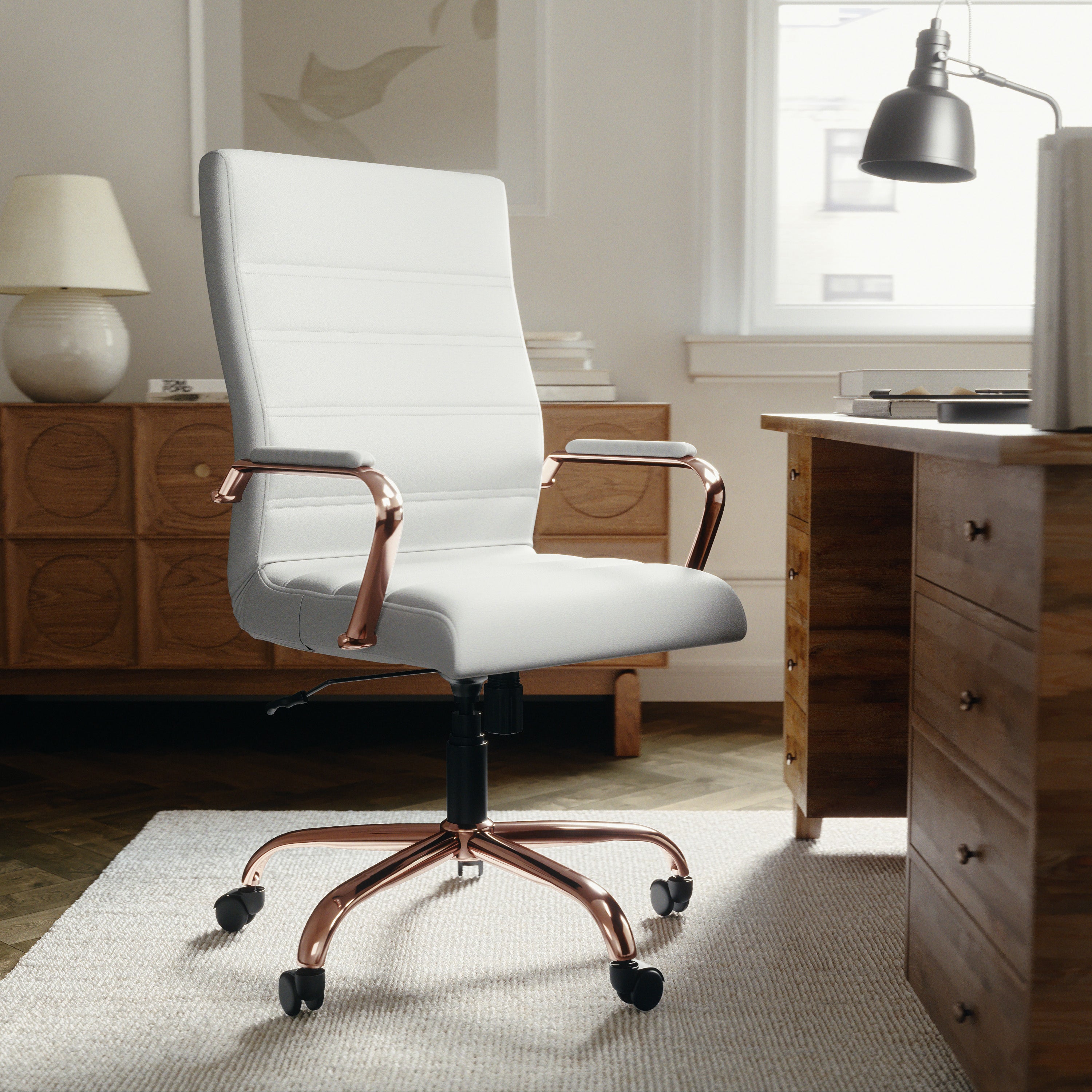 High Back Executive Swivel Office Chair with Metal Frame and Arms