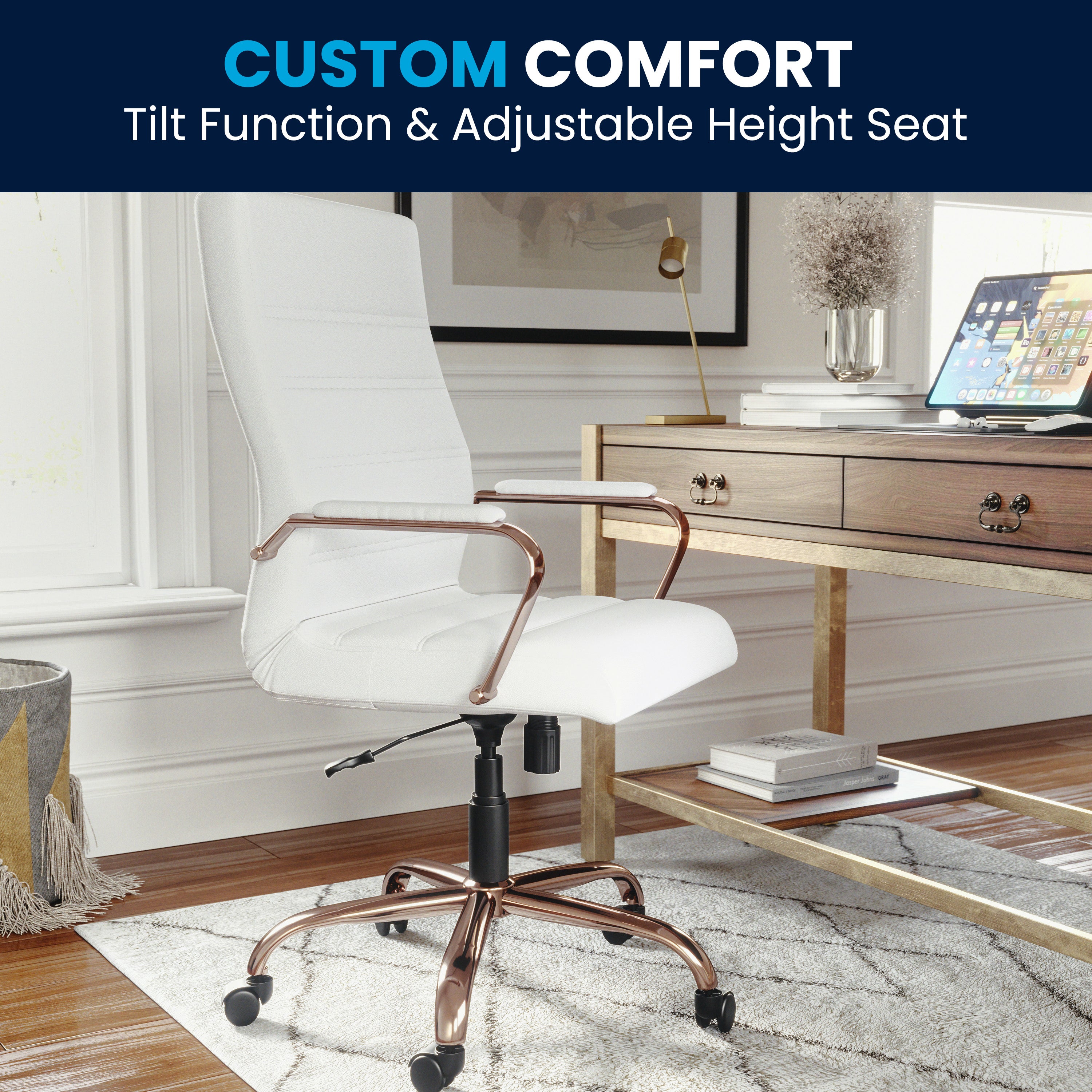 High Back Executive Swivel Office Chair with Metal Frame and Arms