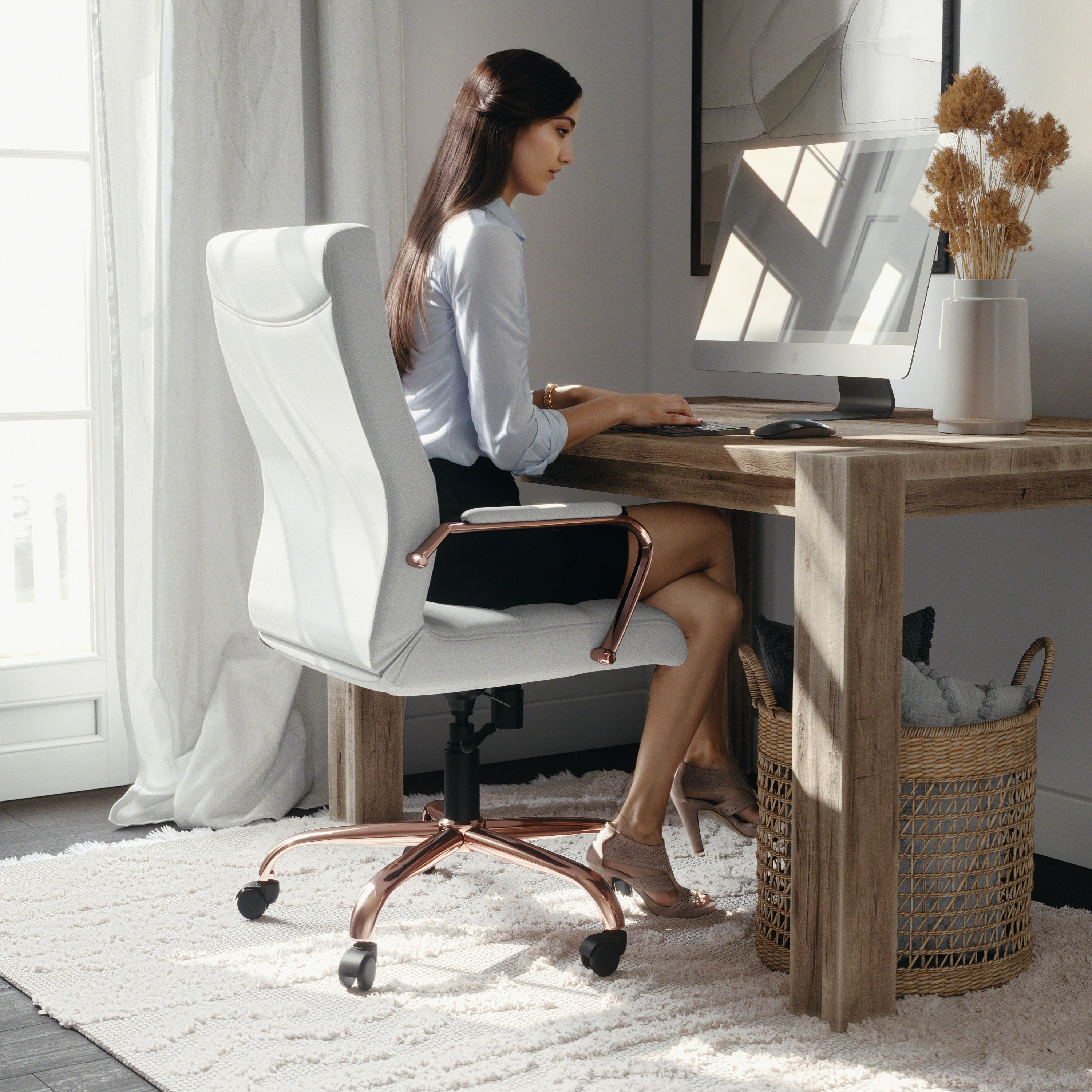 High Back Executive Swivel Office Chair with Metal Frame and Arms