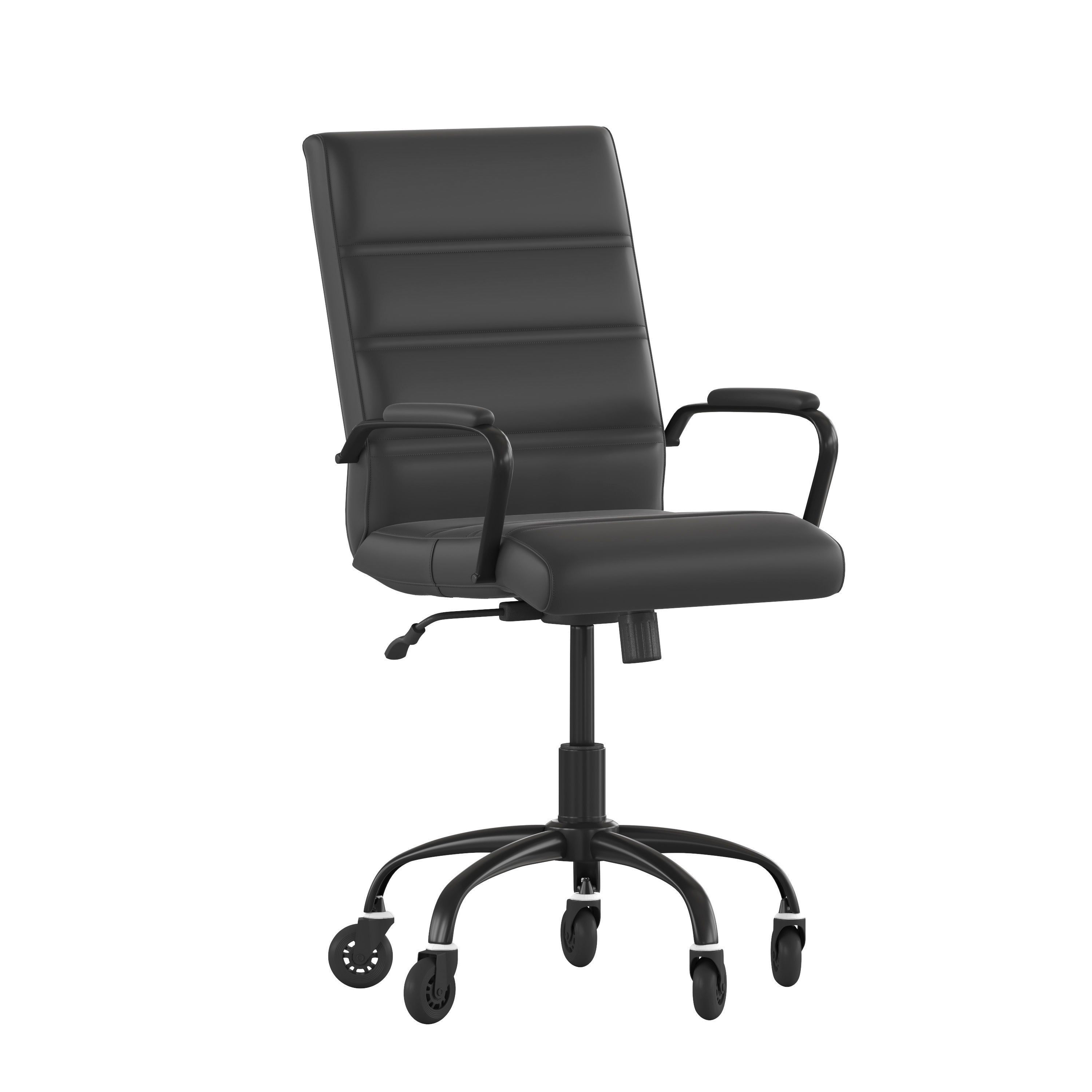 Camilia Mid-Back Executive Swivel Office Chair with Arms, and Transparent Roller Wheels-Executive Office Chair-Flash Furniture-Wall2Wall Furnishings