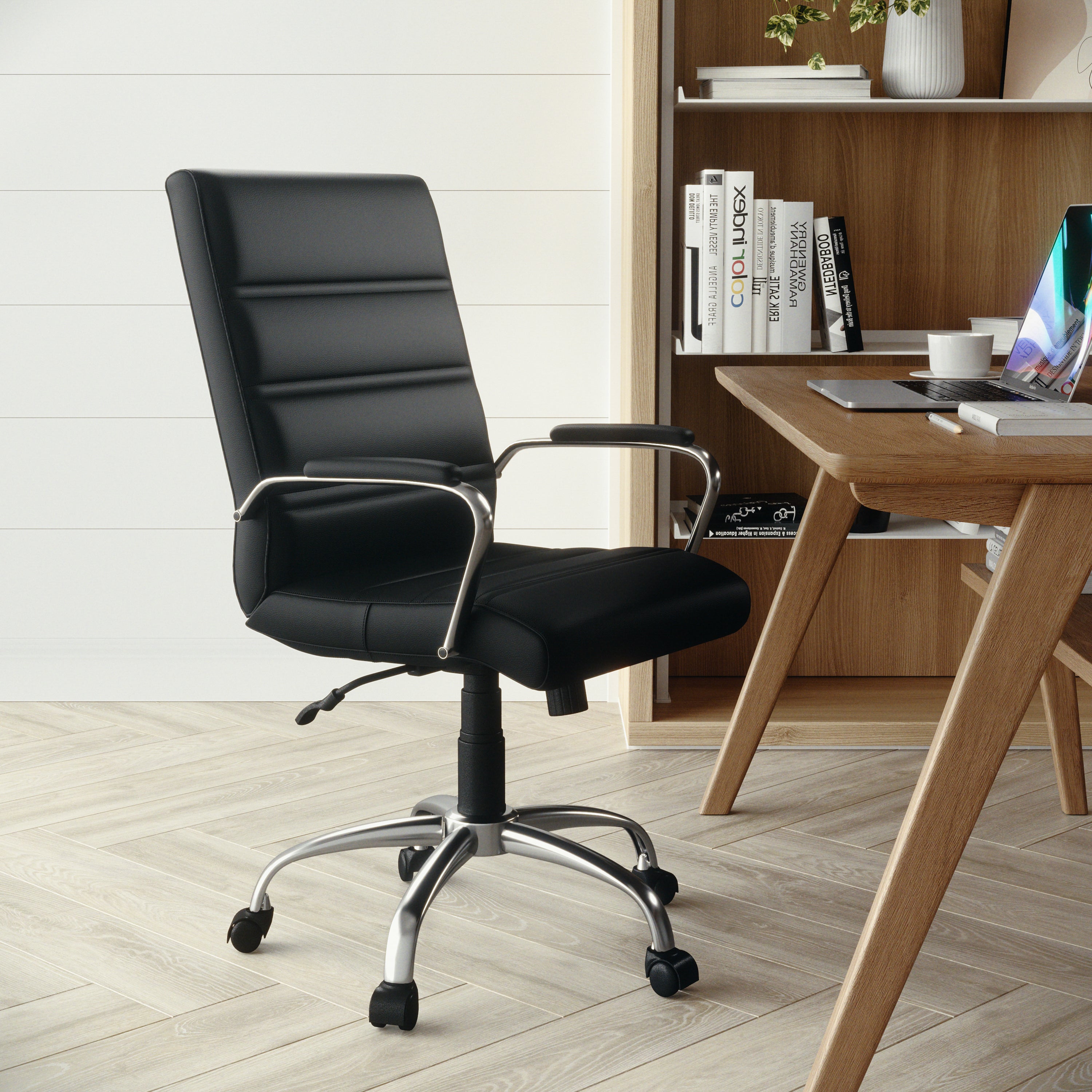 Mid-Back Executive Swivel Office Chair with Metal Frame and Arms