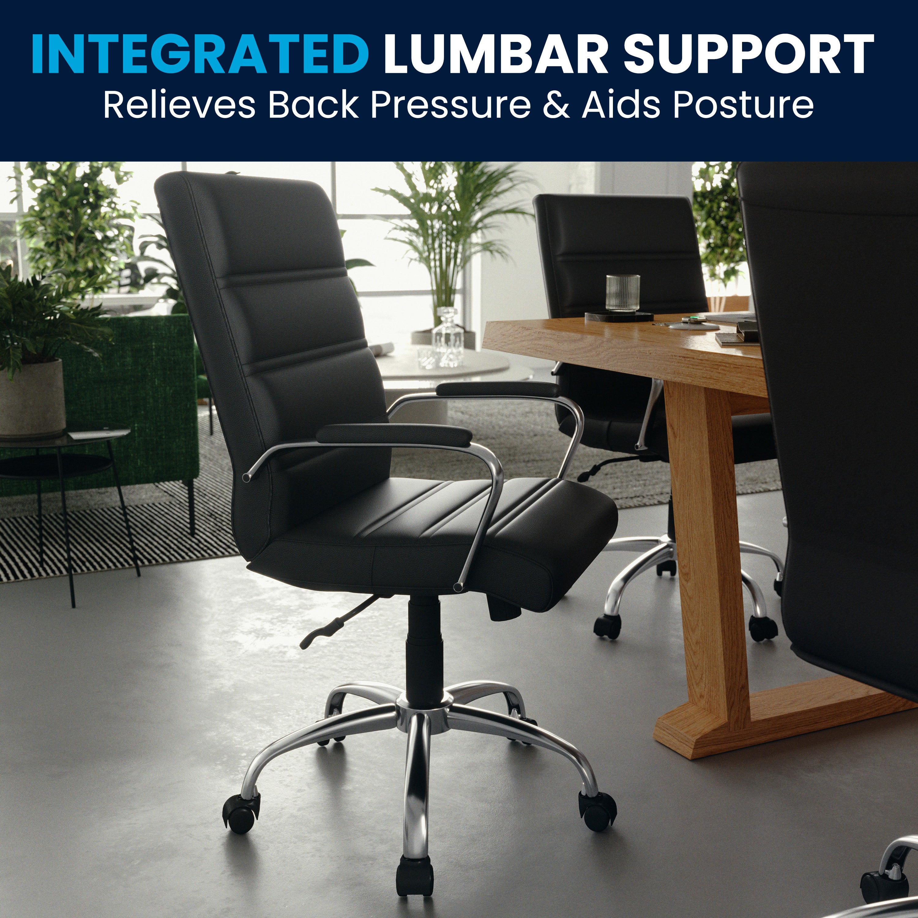 Mid-Back Executive Swivel Office Chair with Metal Frame and Arms