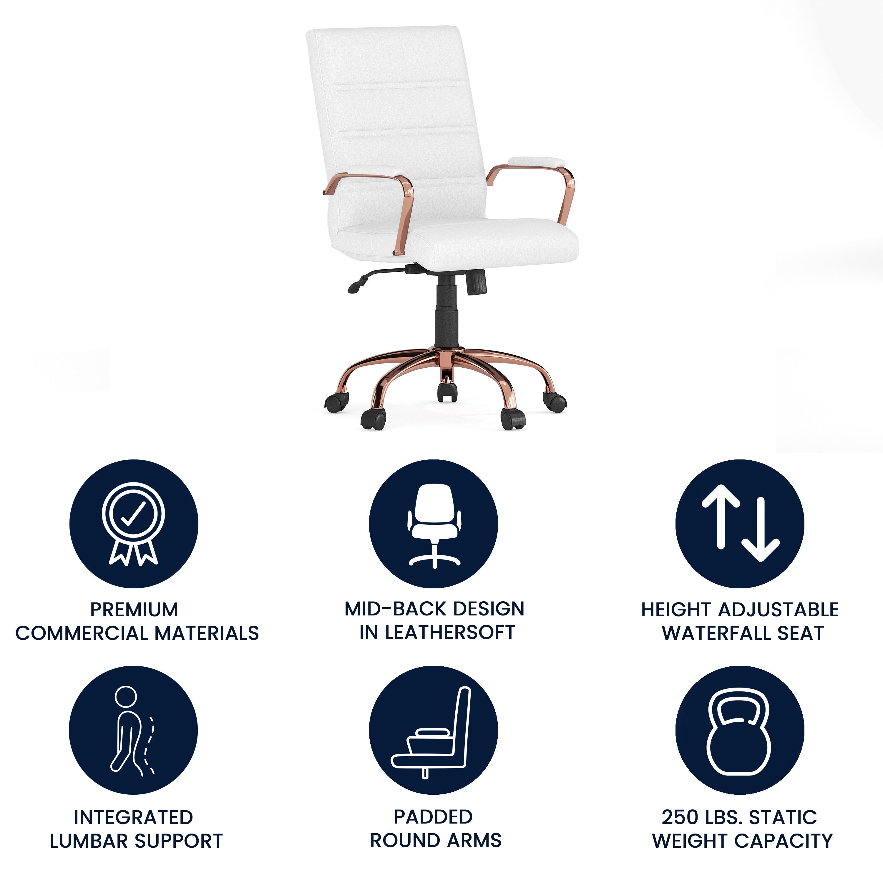 Mid-Back Executive Swivel Office Chair with Metal Frame and Arms