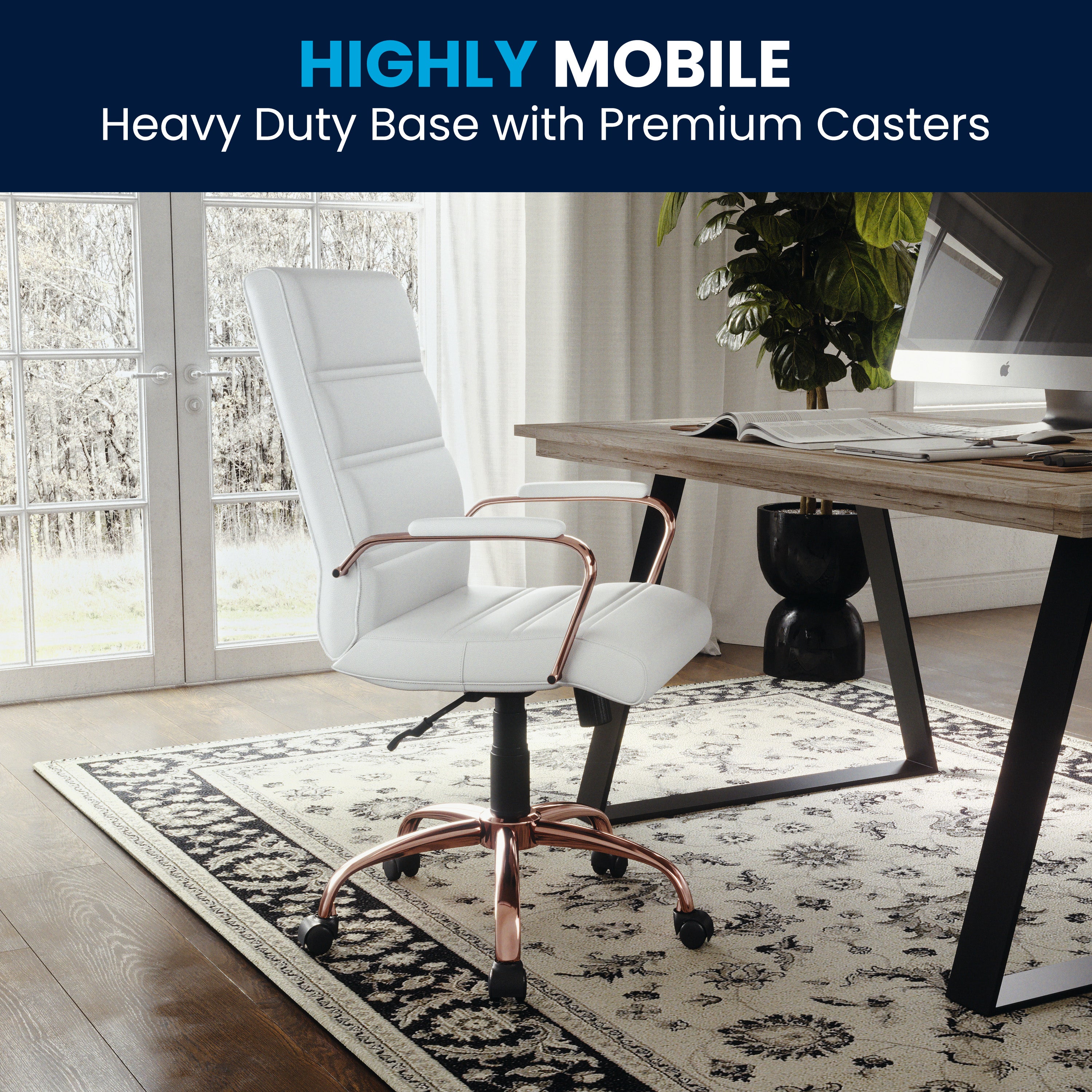 Mid-Back Executive Swivel Office Chair with Metal Frame and Arms
