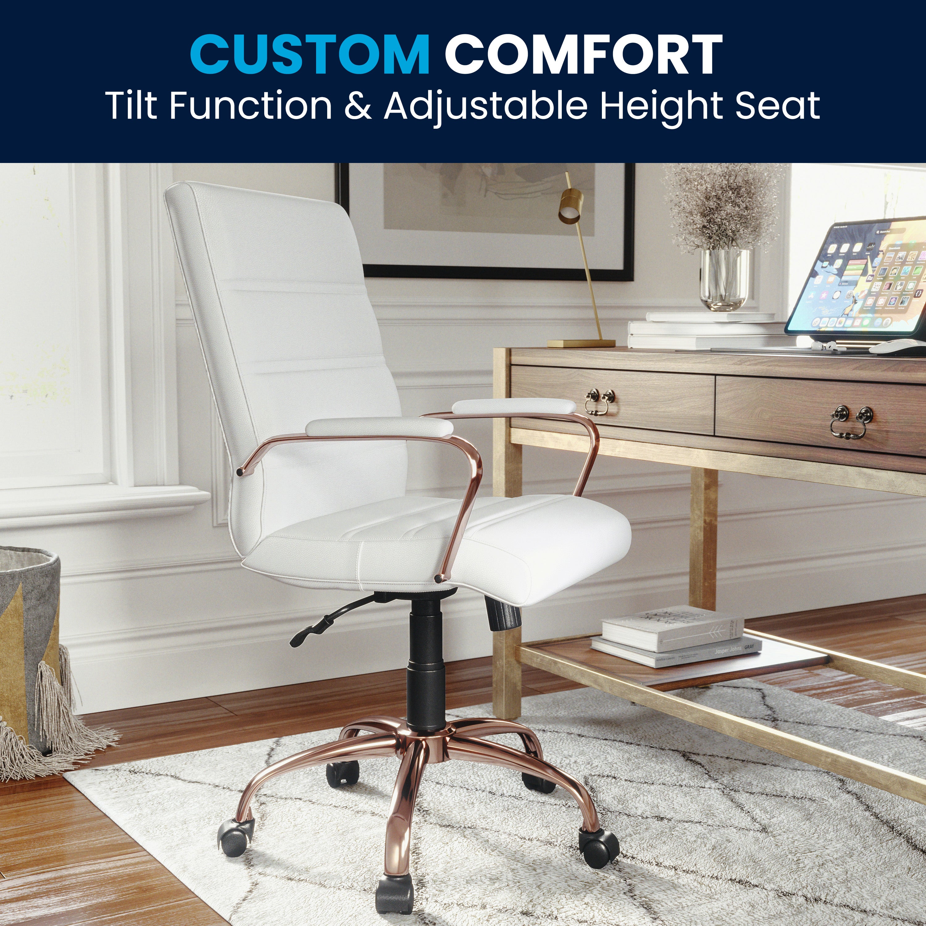 Mid-Back Executive Swivel Office Chair with Metal Frame and Arms