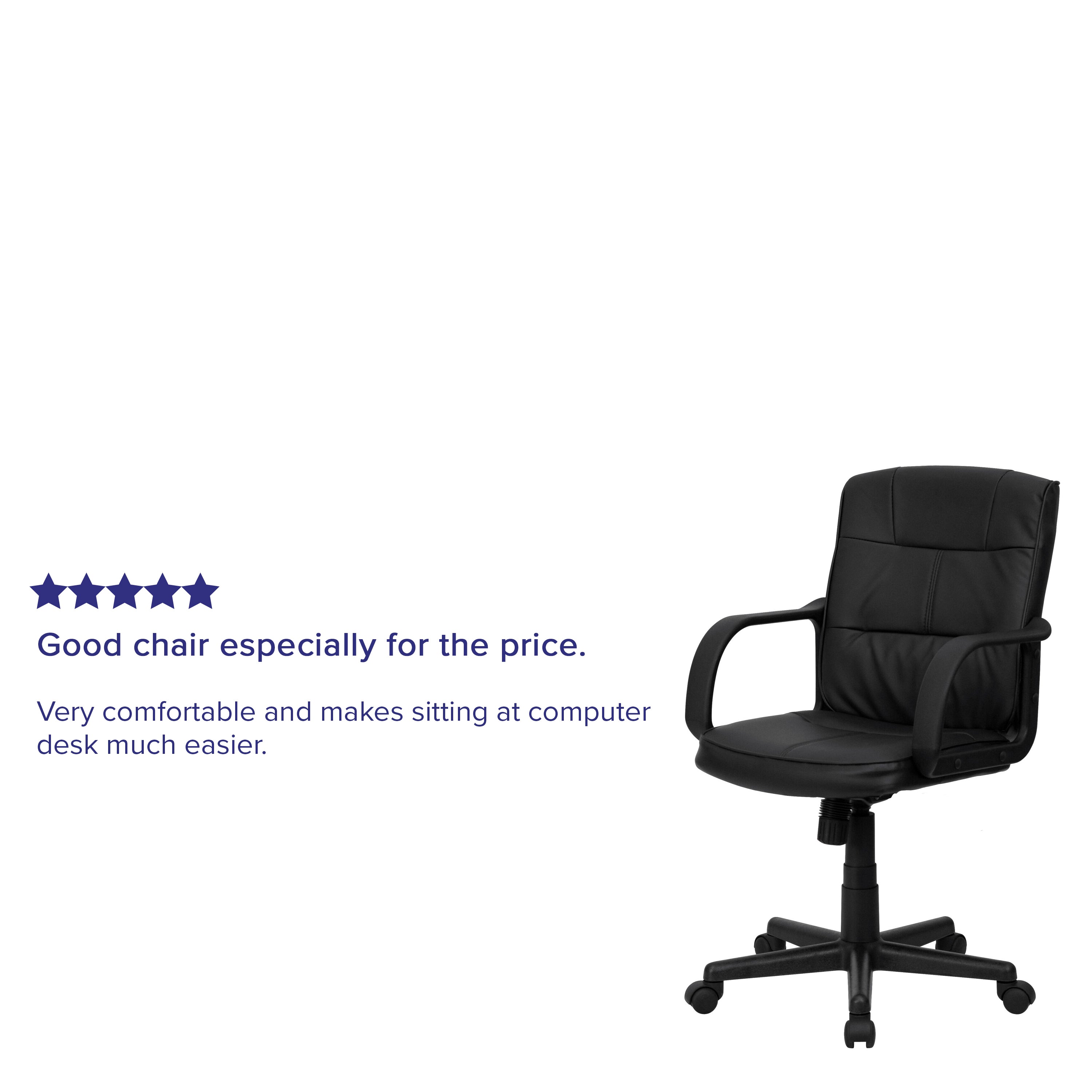 Mid-Back LeatherSoft Swivel Task Office Chair with Arms