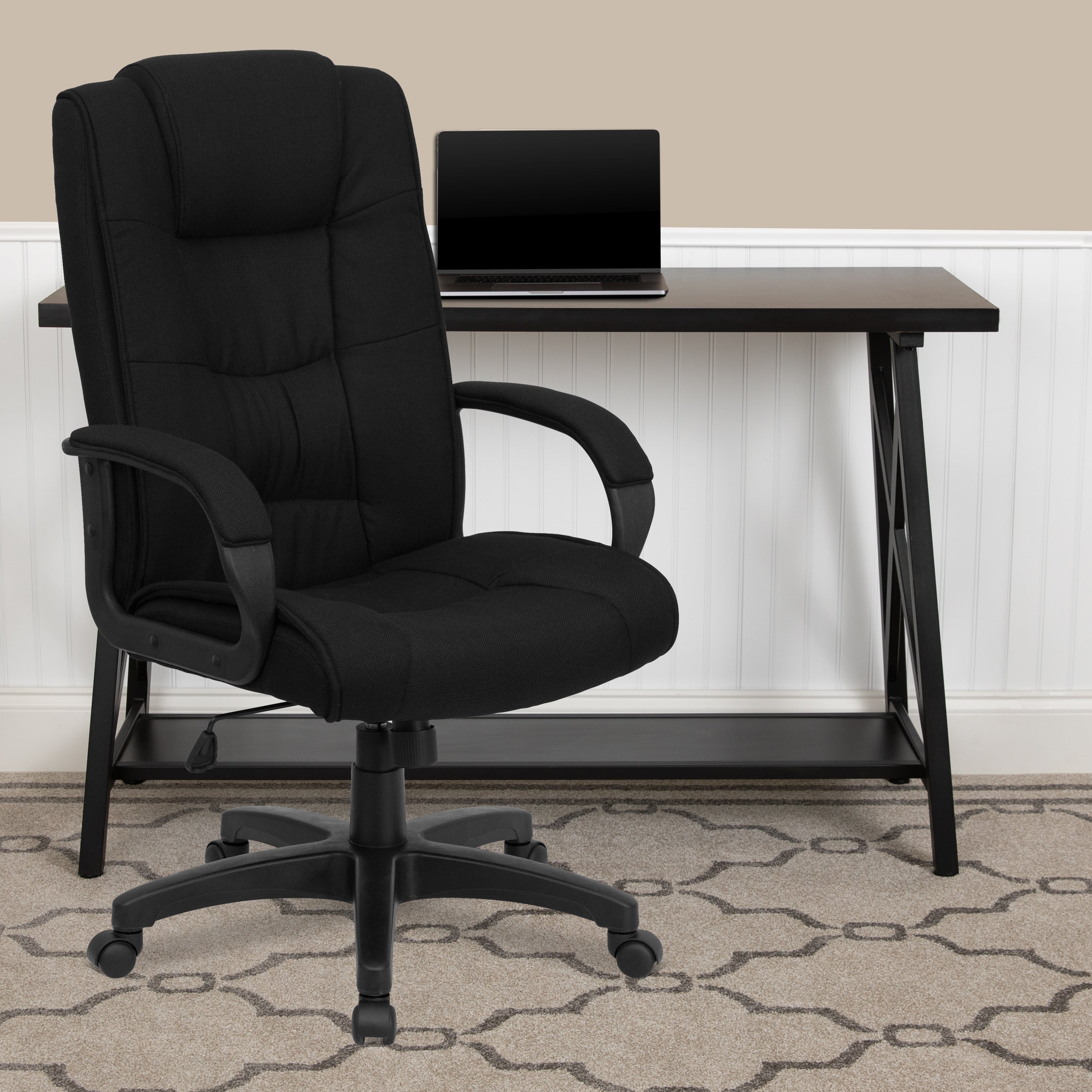 High Back Multi-Line Stitch Upholstered Executive Swivel Office Chair with Arms