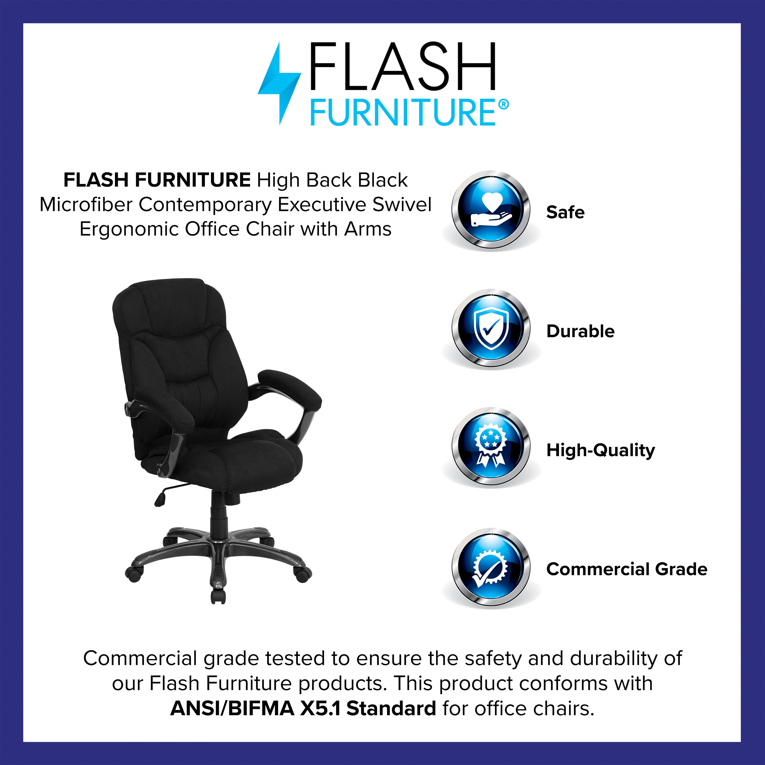High Back Contemporary Executive Swivel Ergonomic Office Chair with Arms