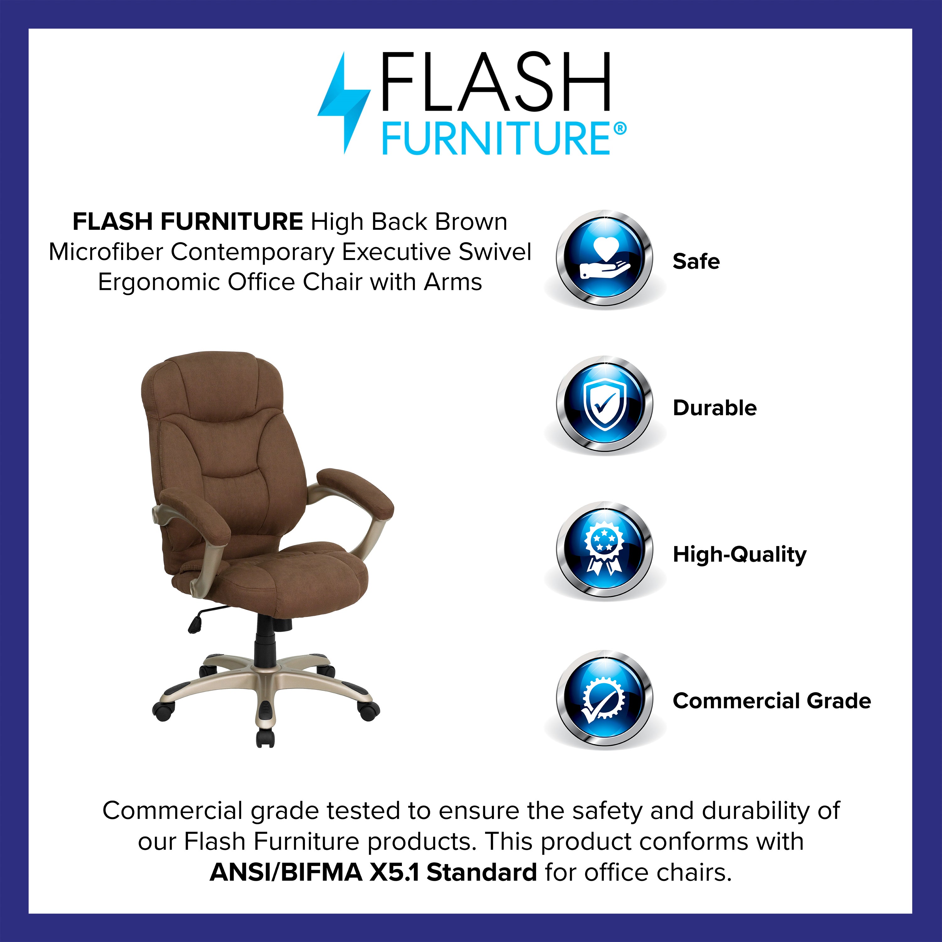 High Back Contemporary Executive Swivel Ergonomic Office Chair with Arms