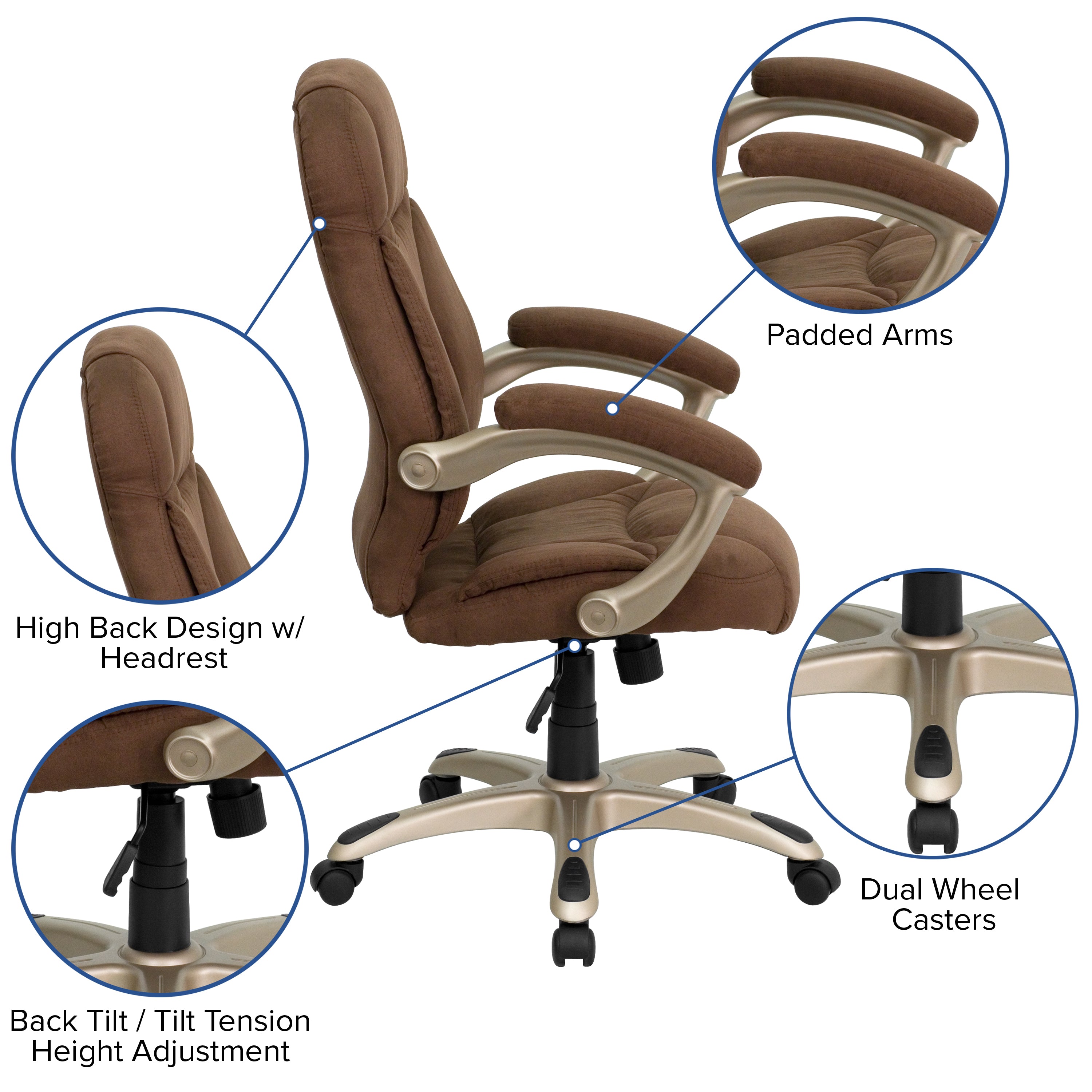 High Back Contemporary Executive Swivel Ergonomic Office Chair with Arms