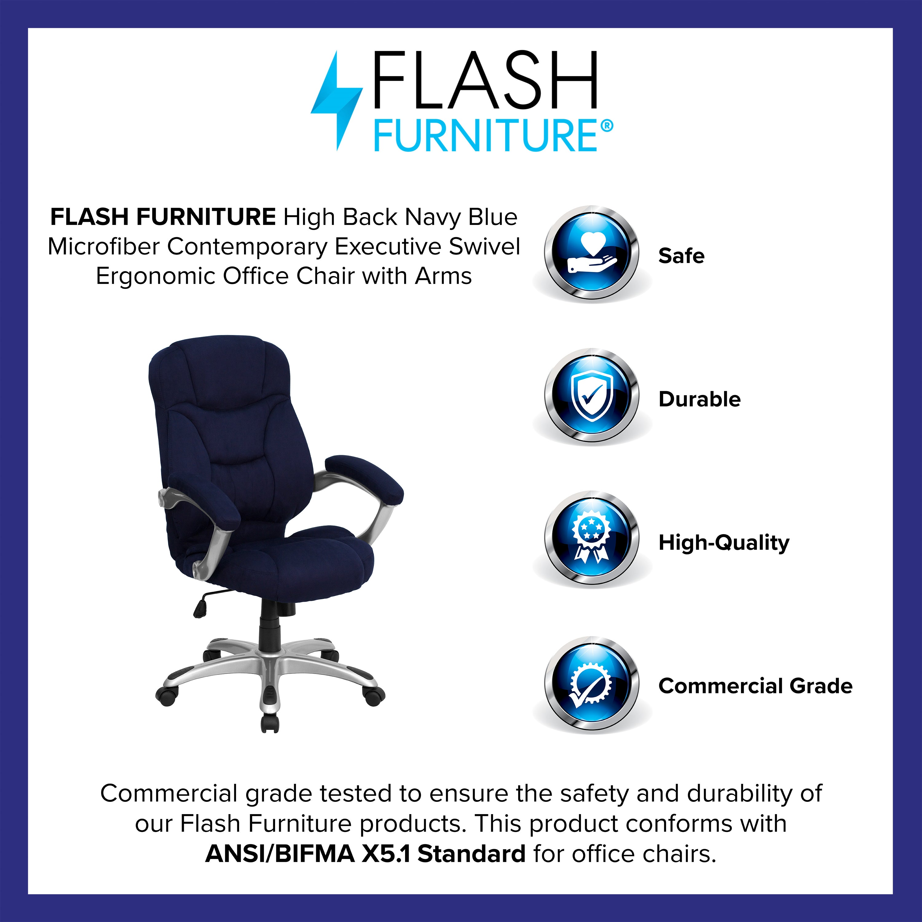 High Back Contemporary Executive Swivel Ergonomic Office Chair with Arms