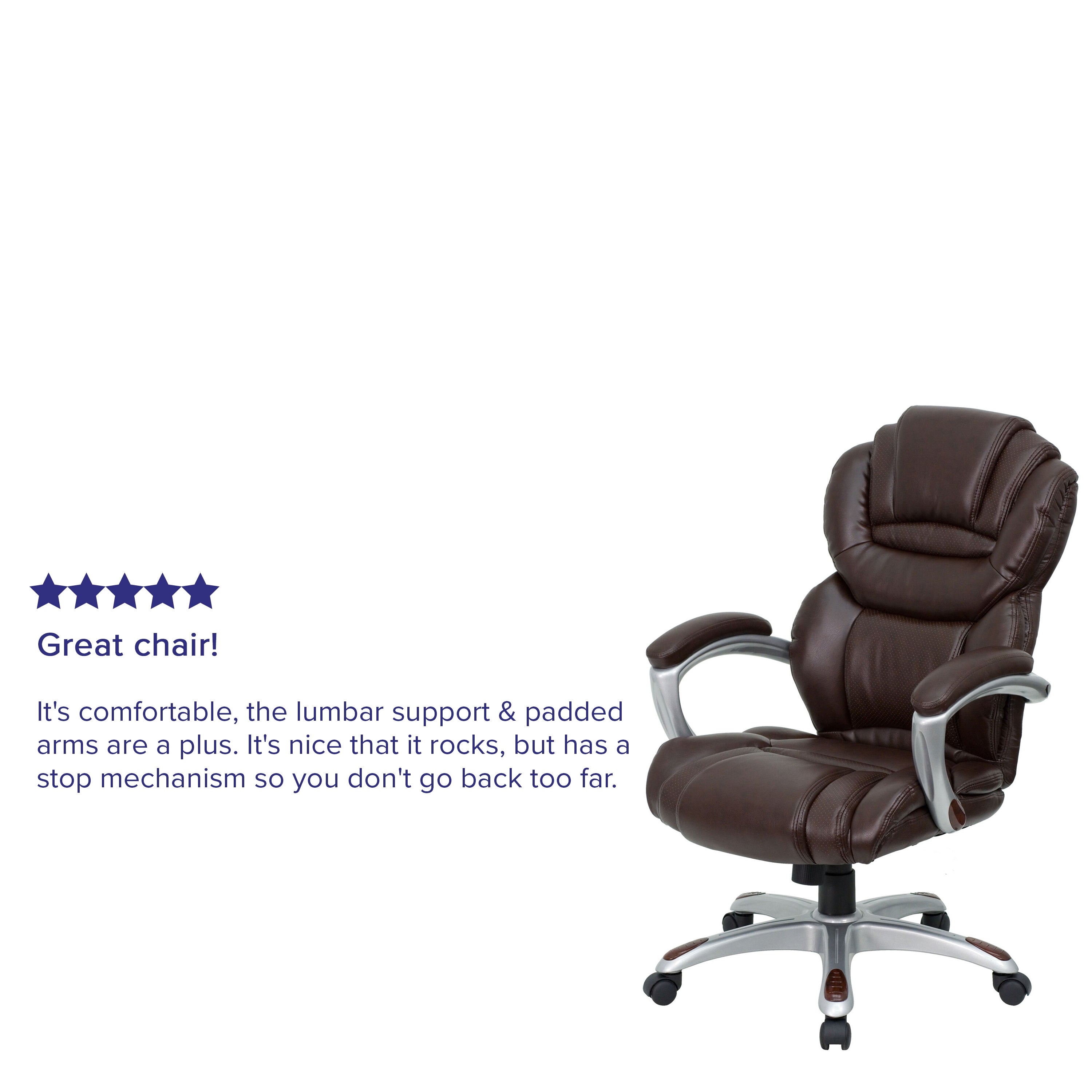 High Back Executive Swivel Ergonomic Office Chair with Accent Layered Seat and Back and Padded Arms