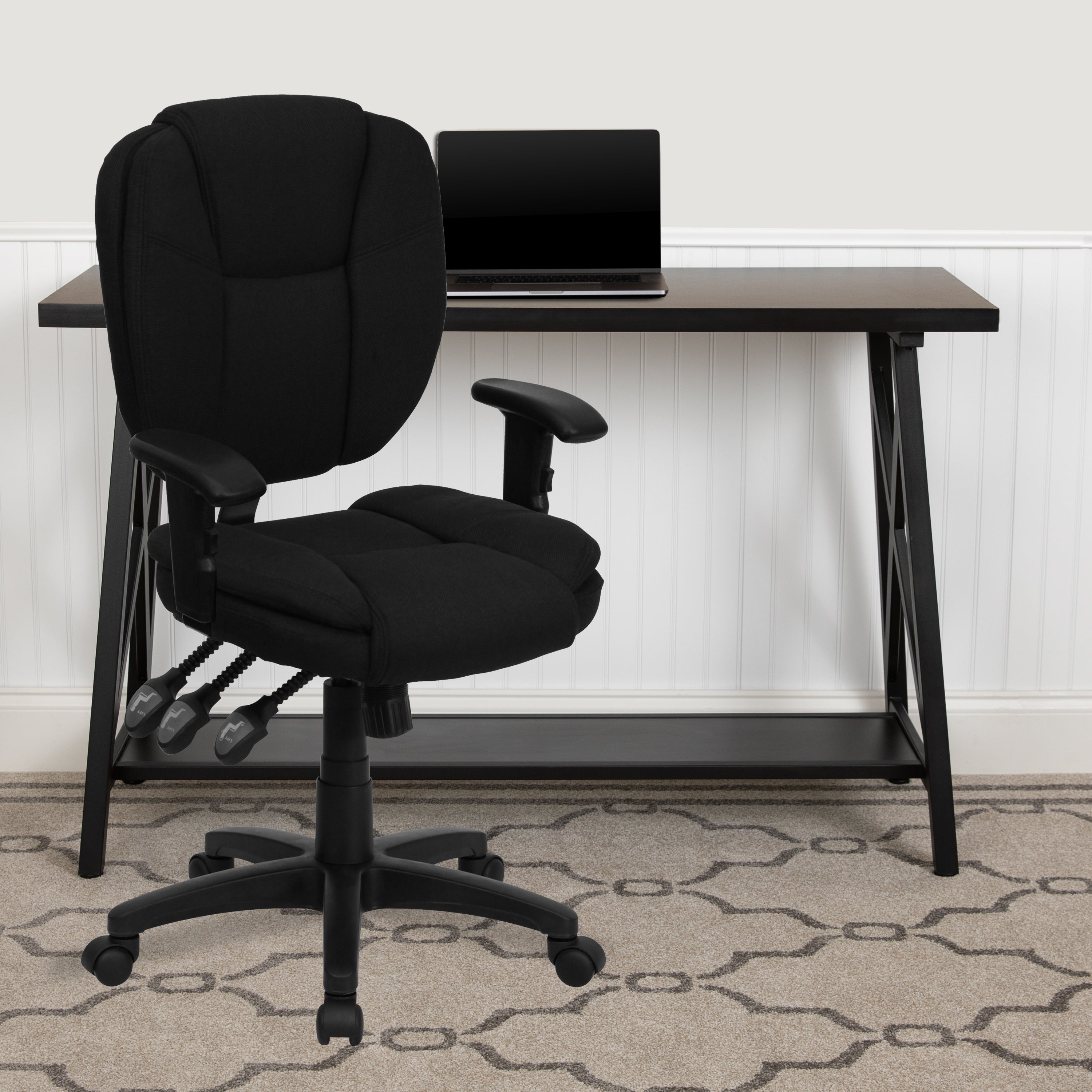 Mid-Back Multifunction Swivel Ergonomic Task Office Chair with Pillow Top Cushioning and Adjustable Arms