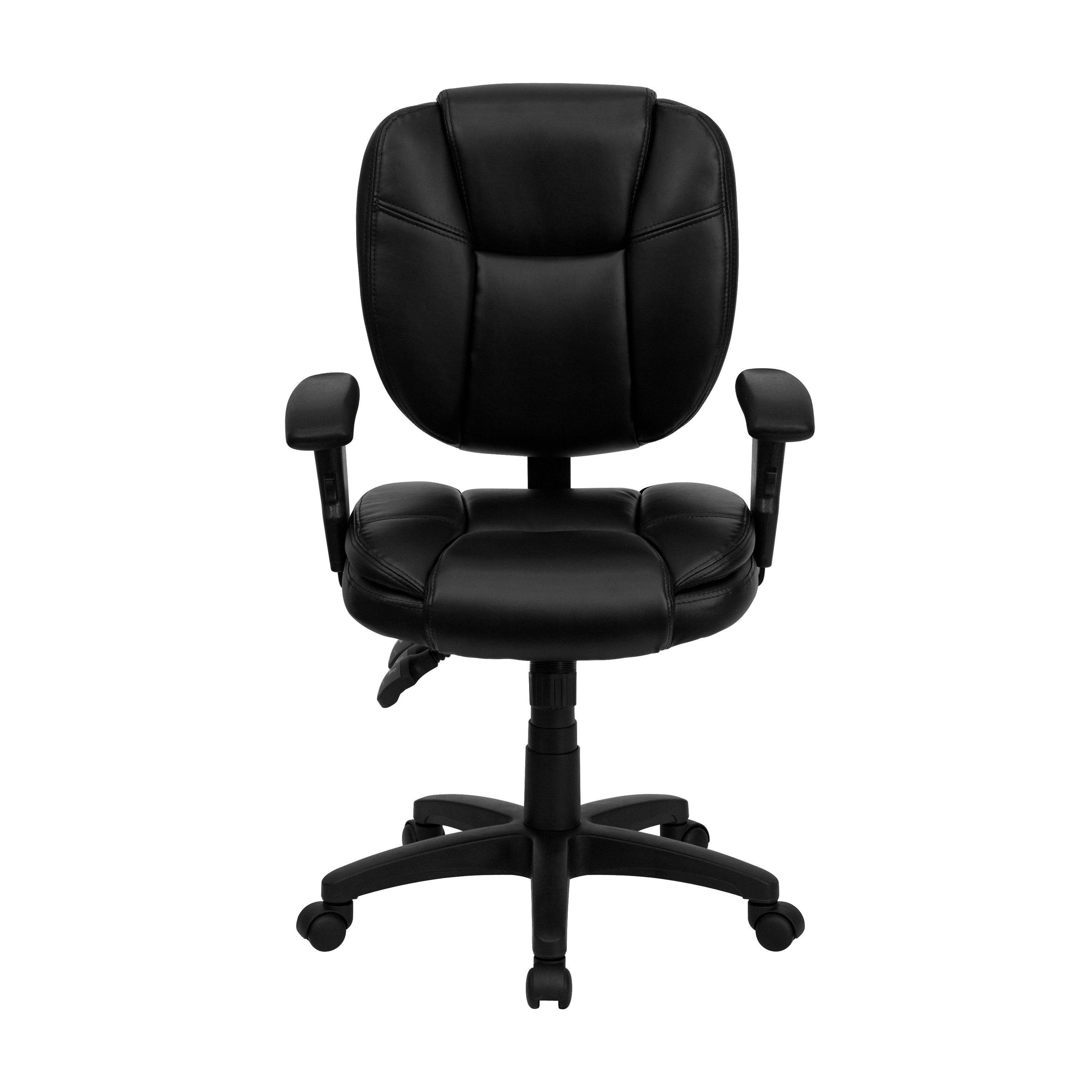 Mid-Back Multifunction Swivel Ergonomic Task Office Chair with Pillow Top Cushioning and Adjustable Arms