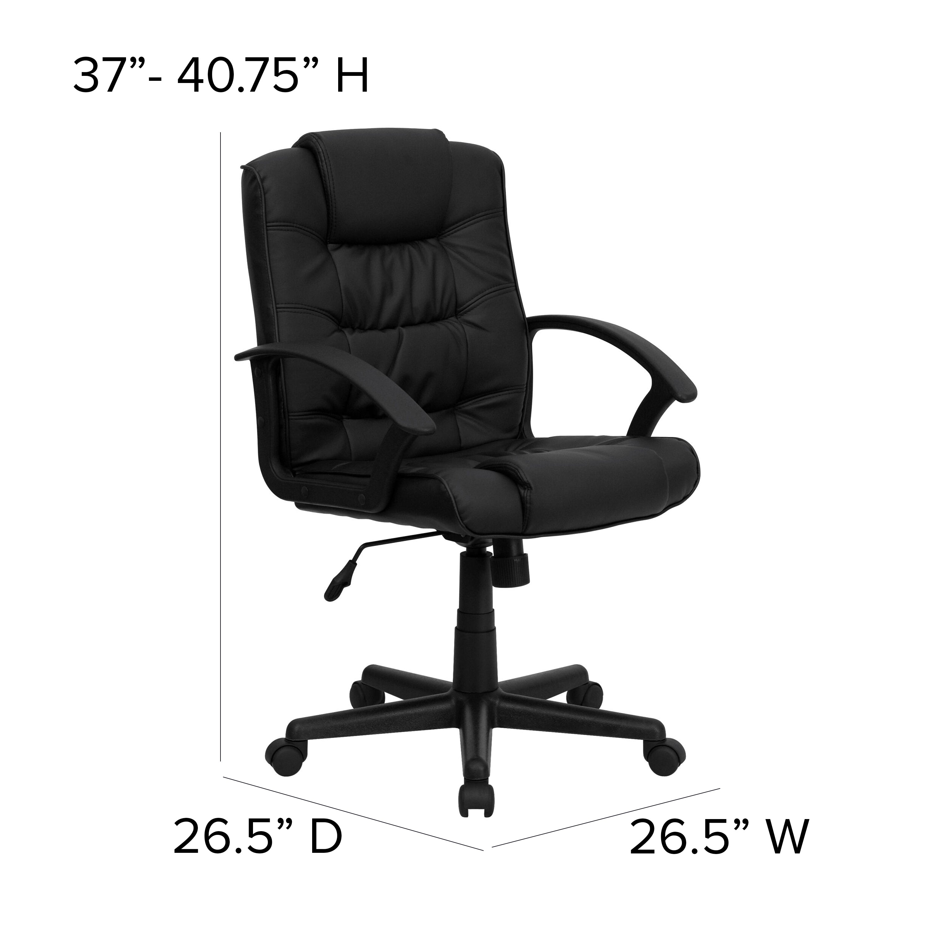 Mid-Back LeatherSoft Ripple and Accent Stitch Upholstered Swivel Task Office Chair with Arms