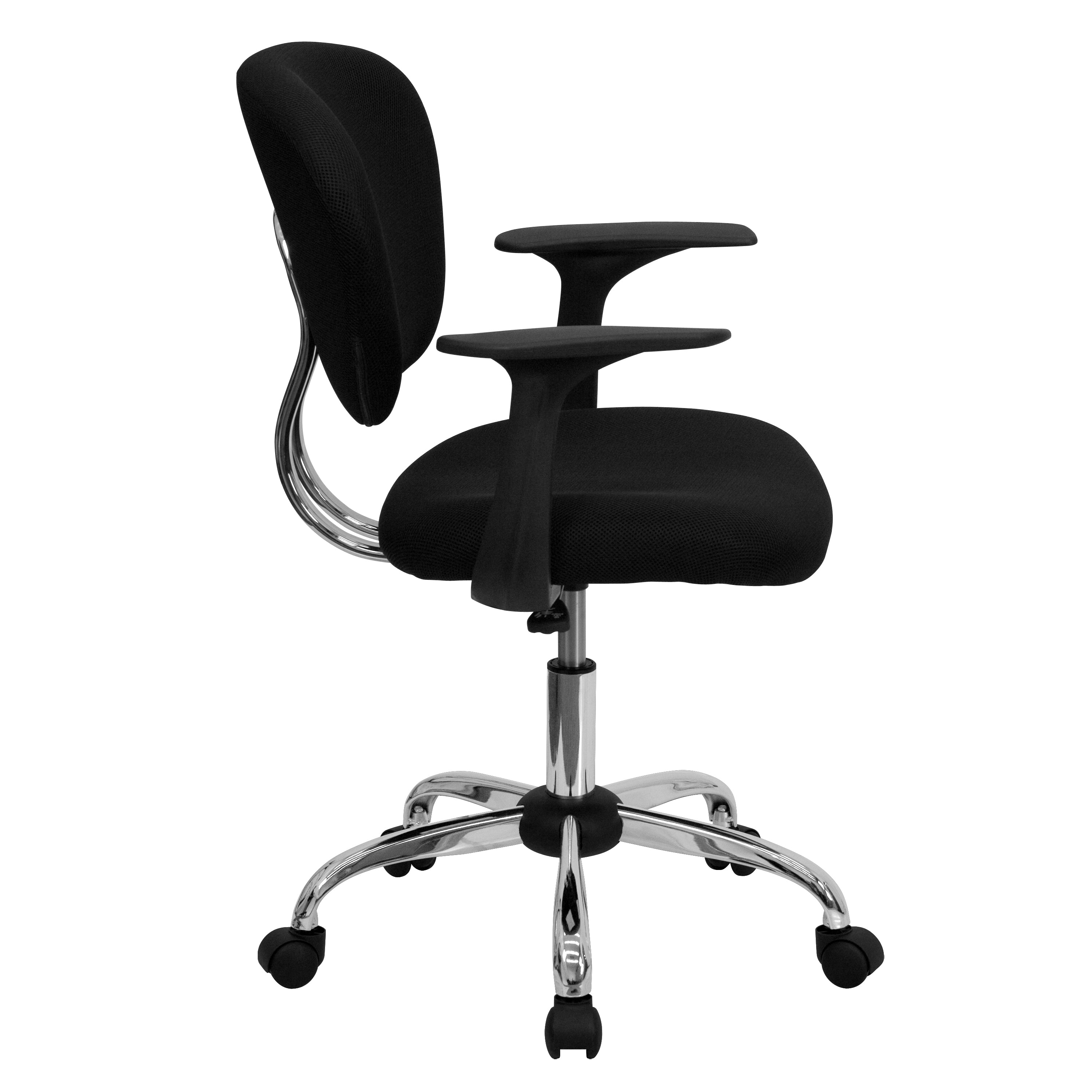 Mid-Back Mesh Padded Swivel Task Office Chair with Chrome Base and Arms