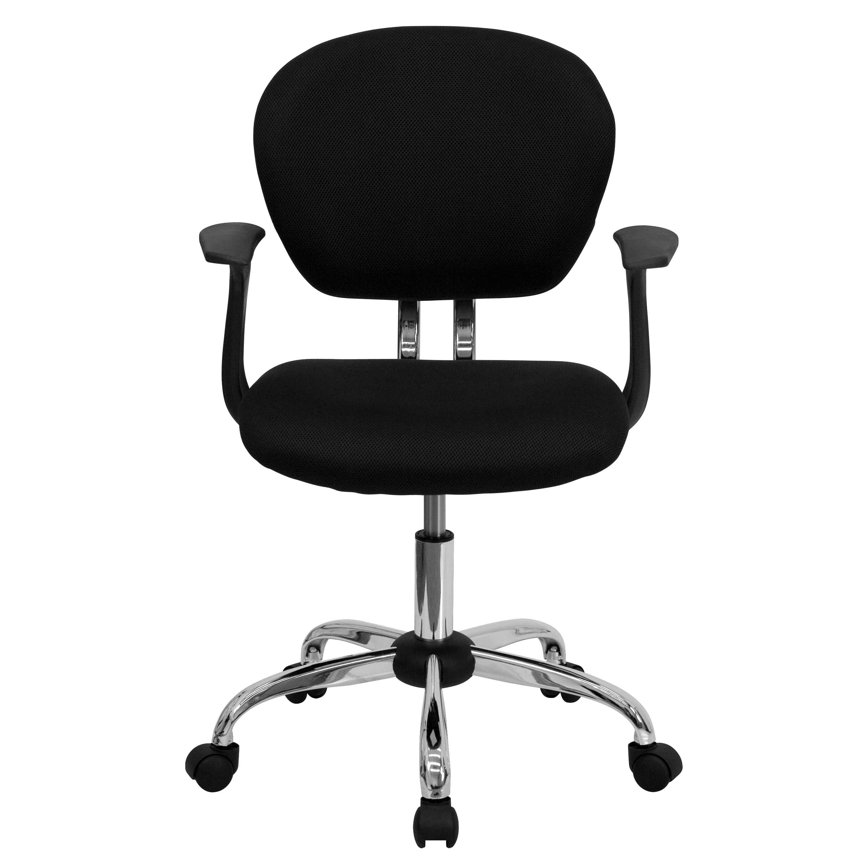 Mid-Back Mesh Padded Swivel Task Office Chair with Chrome Base and Arms