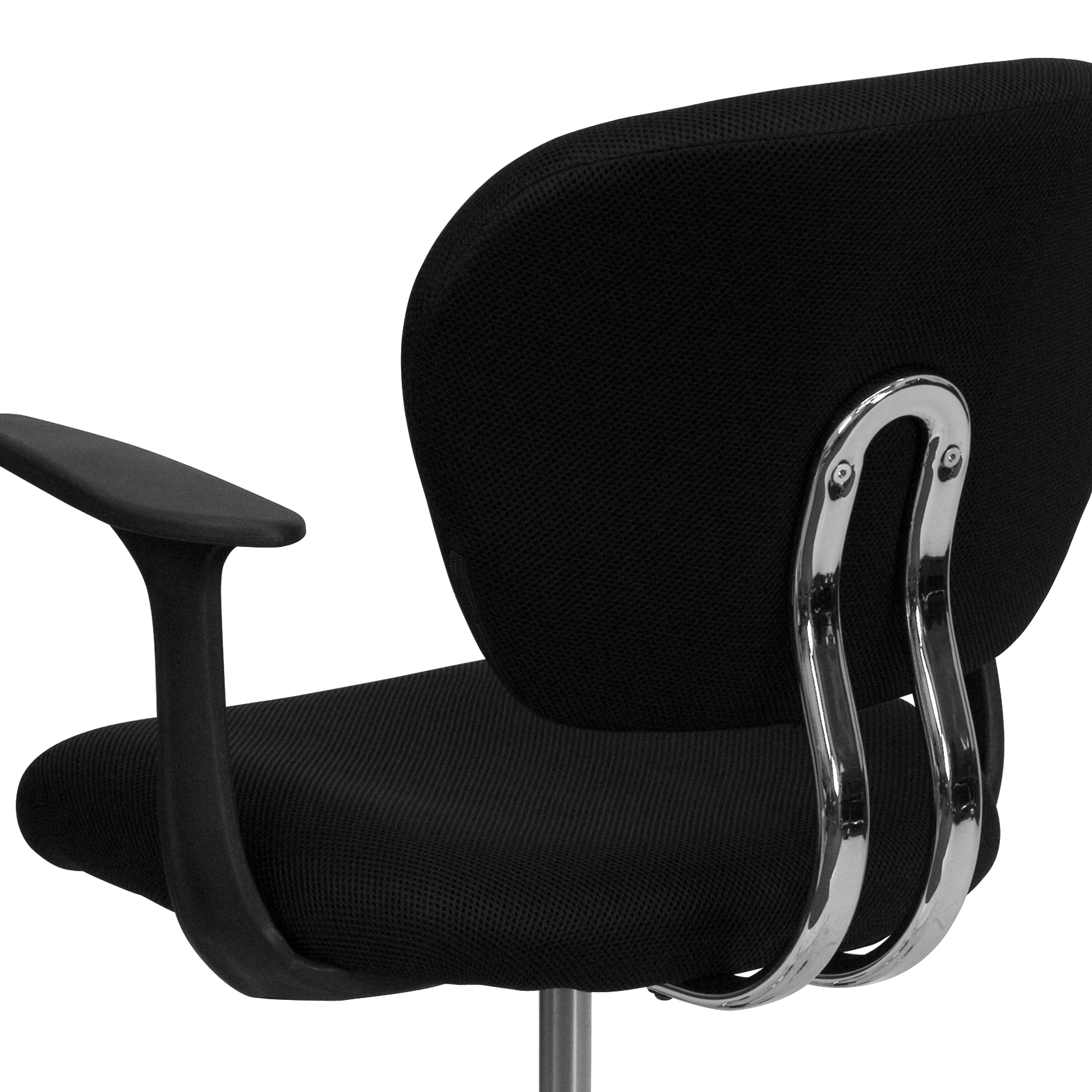 Mid-Back Mesh Padded Swivel Task Office Chair with Chrome Base and Arms