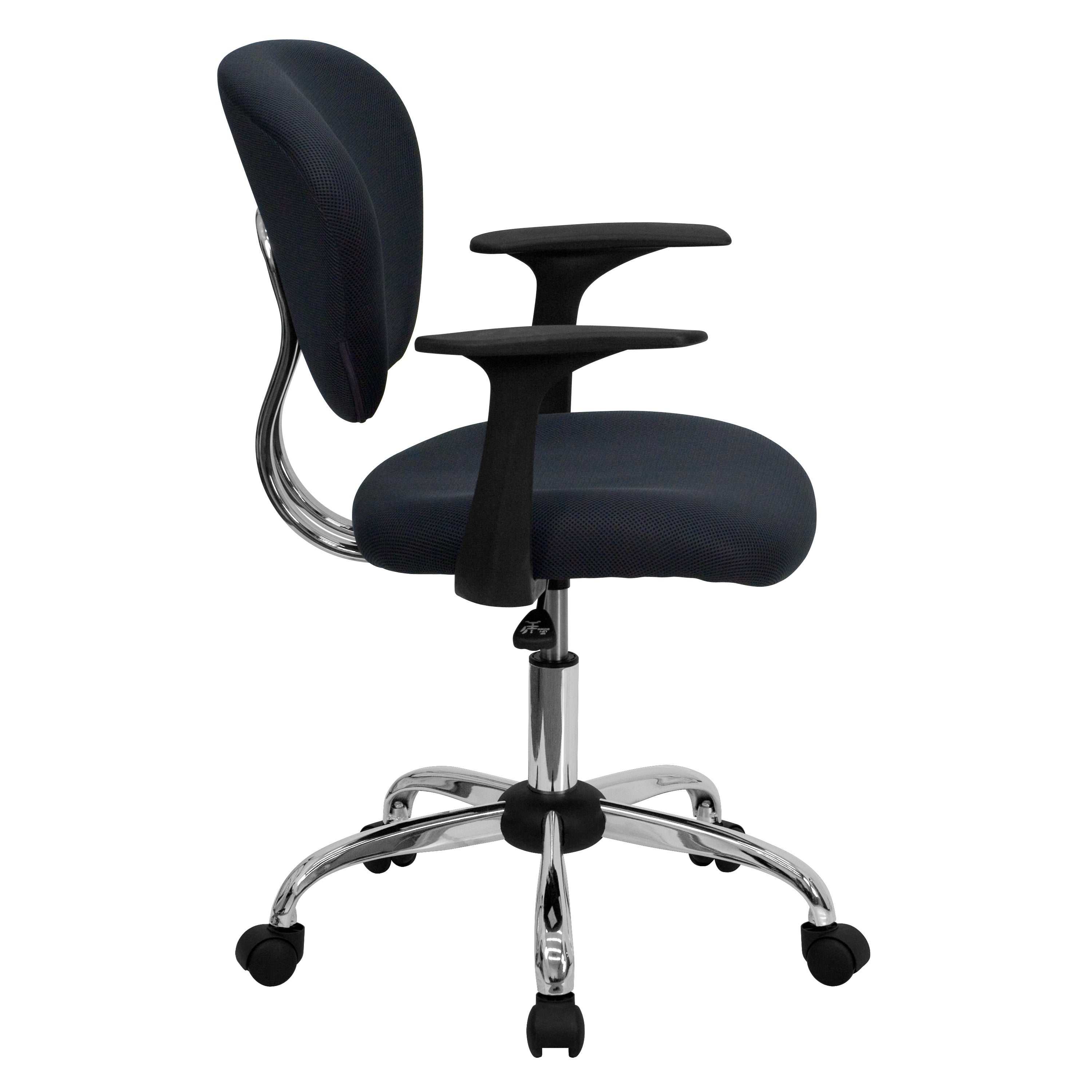 Mid-Back Mesh Padded Swivel Task Office Chair with Chrome Base and Arms