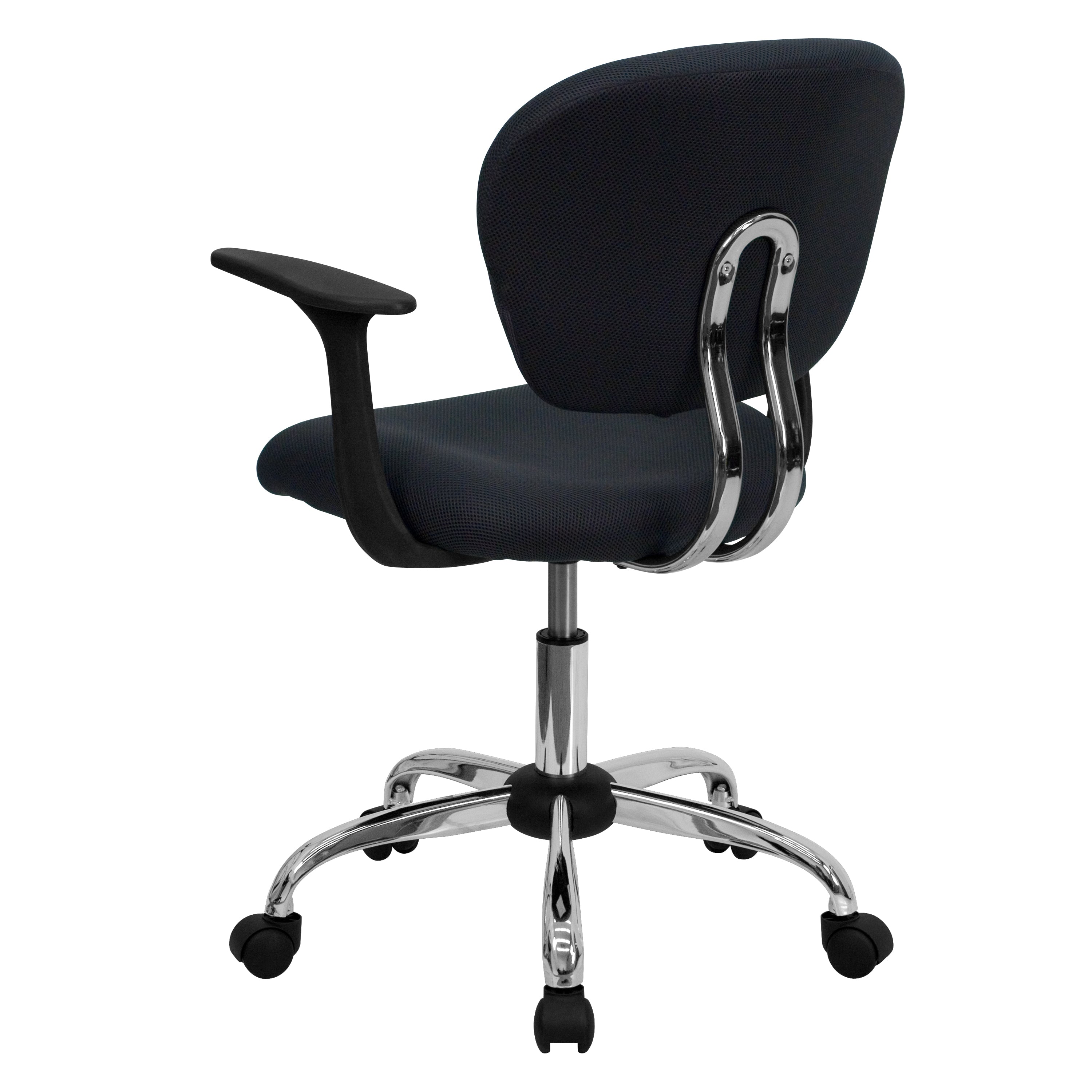 Mid-Back Mesh Padded Swivel Task Office Chair with Chrome Base and Arms
