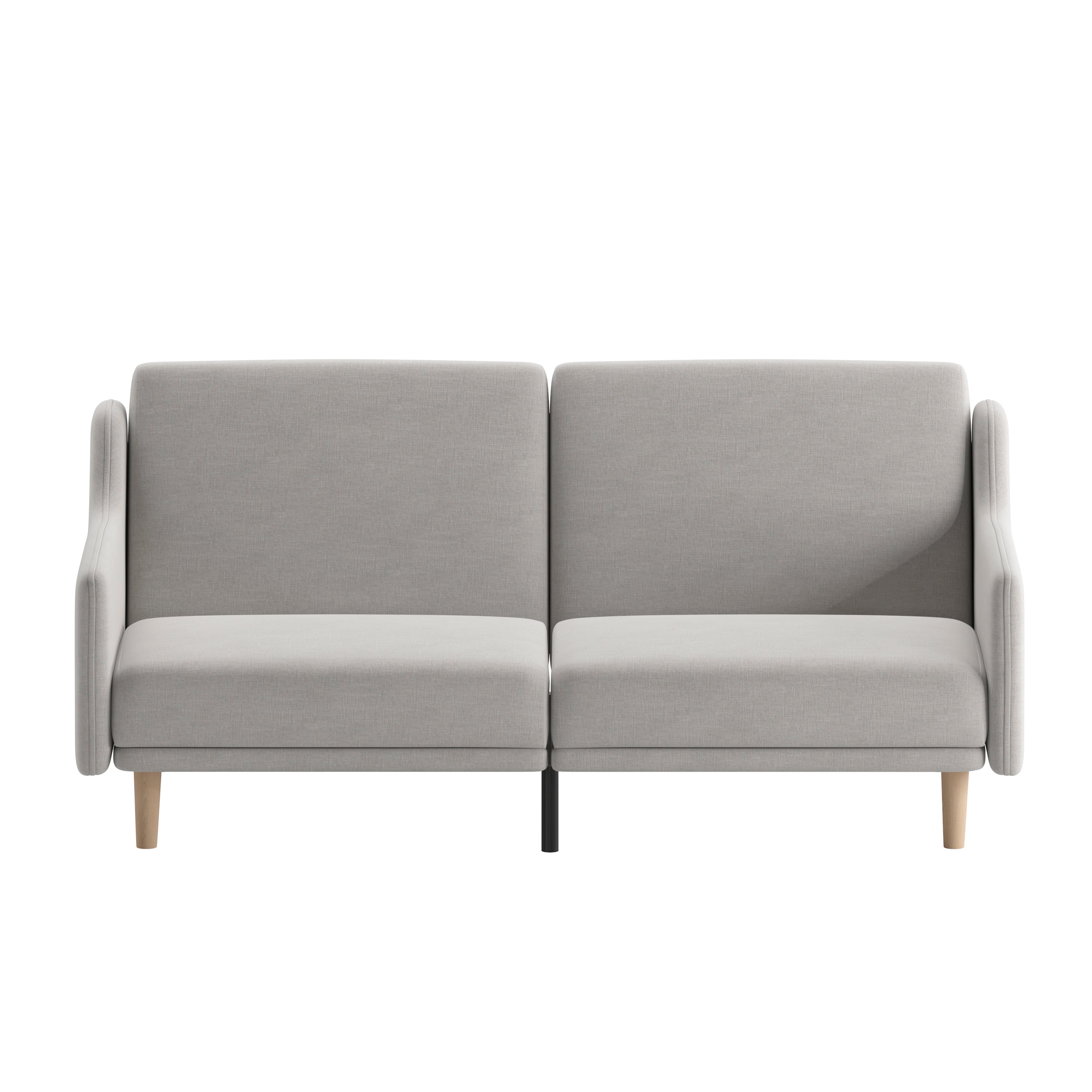Delphine Premium Convertible Split Back Sofa Futon with Curved Armrests and Solid Wood Legs
