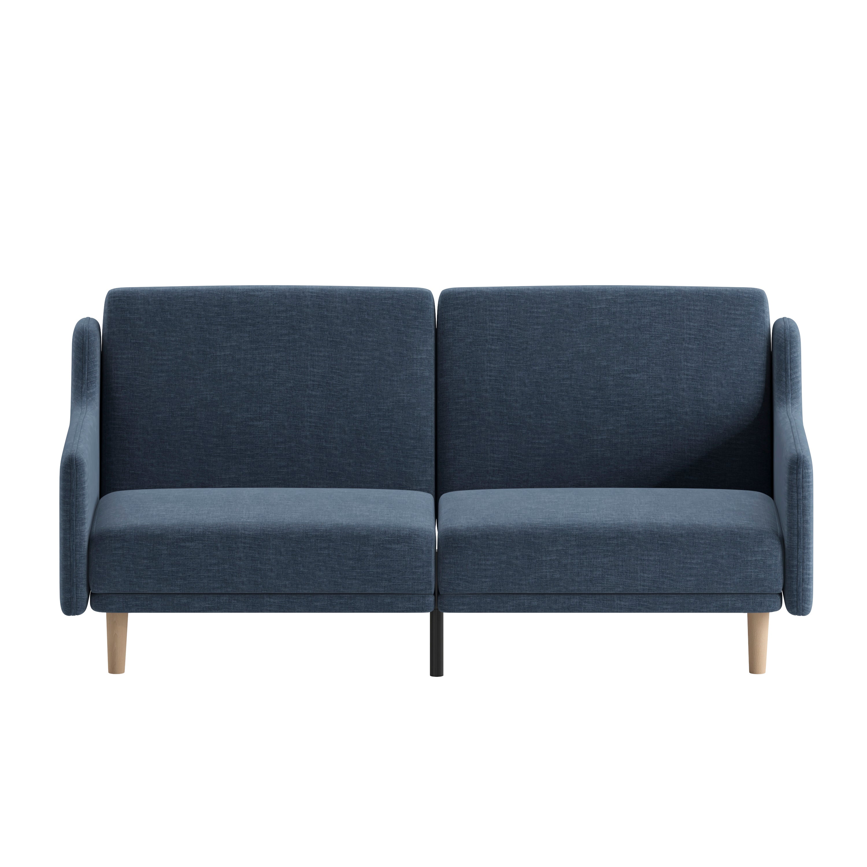 Delphine Premium Convertible Split Back Sofa Futon with Curved Armrests and Solid Wood Legs