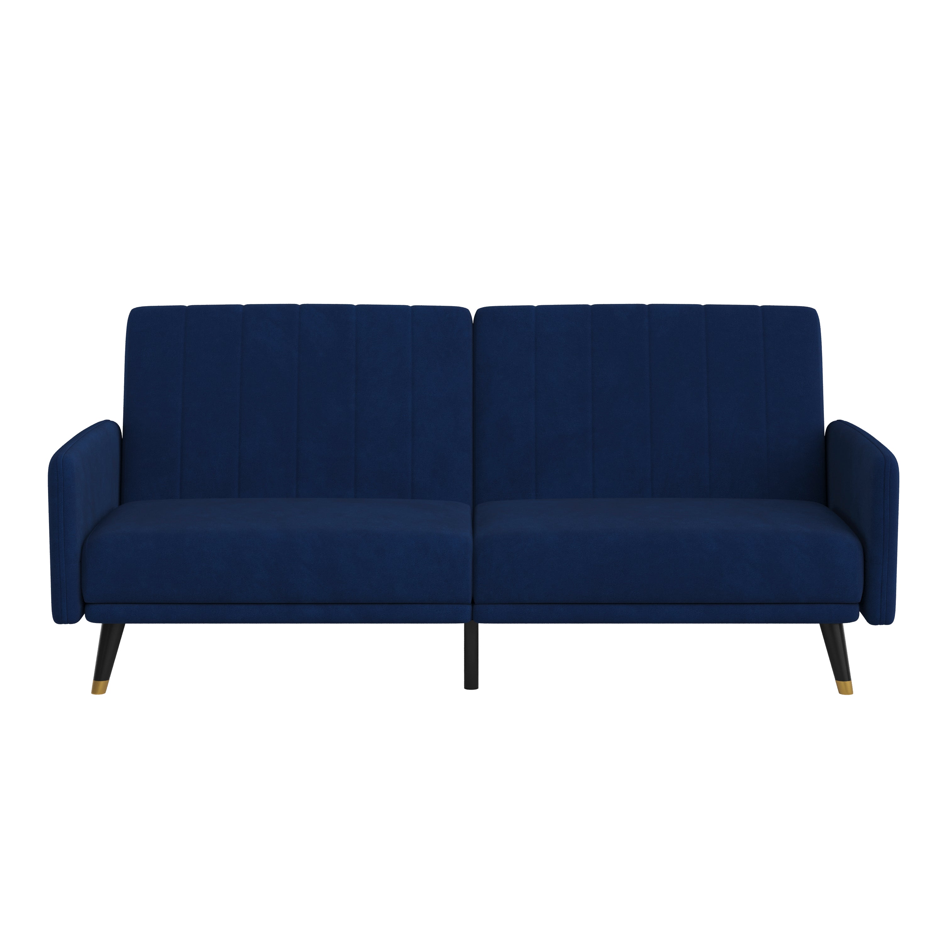 Sophia Premium Split Back Sofa Futon, Convertible Sleeper Couch for Small Spaces in Soft Upholstery with Solid Wooden Legs