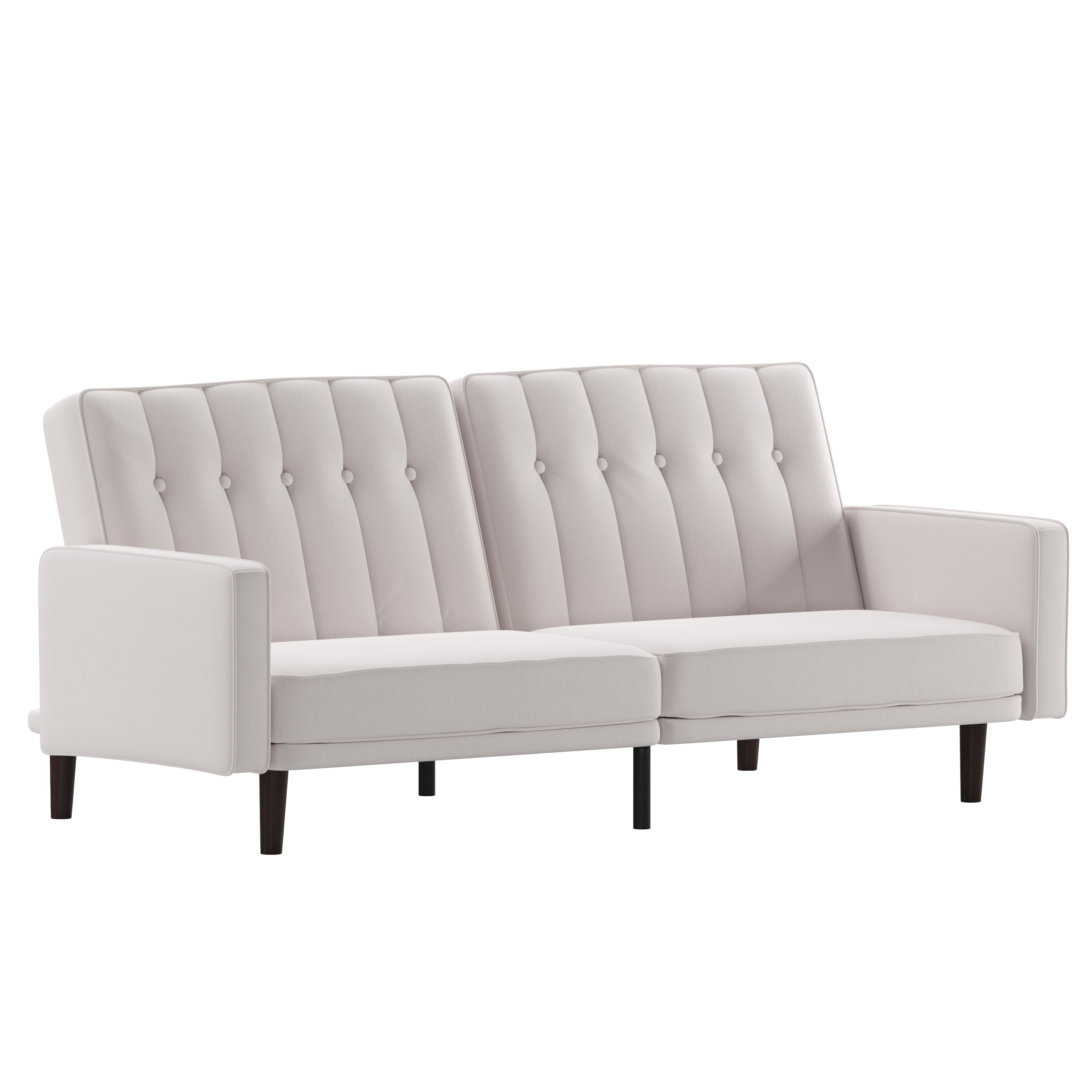 Carter Premium Tufted Split Back Sofa Futon, Convertible Sleeper Couch for Small Spaces with Solid Wooden Legs