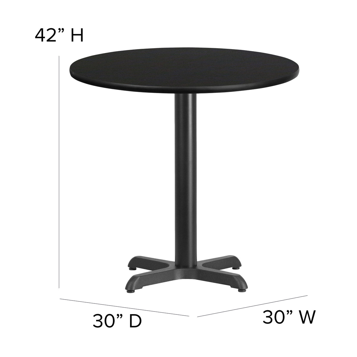 30'' Round Laminate Table Set with X-Base and 4 Ladder Back Metal Barstools