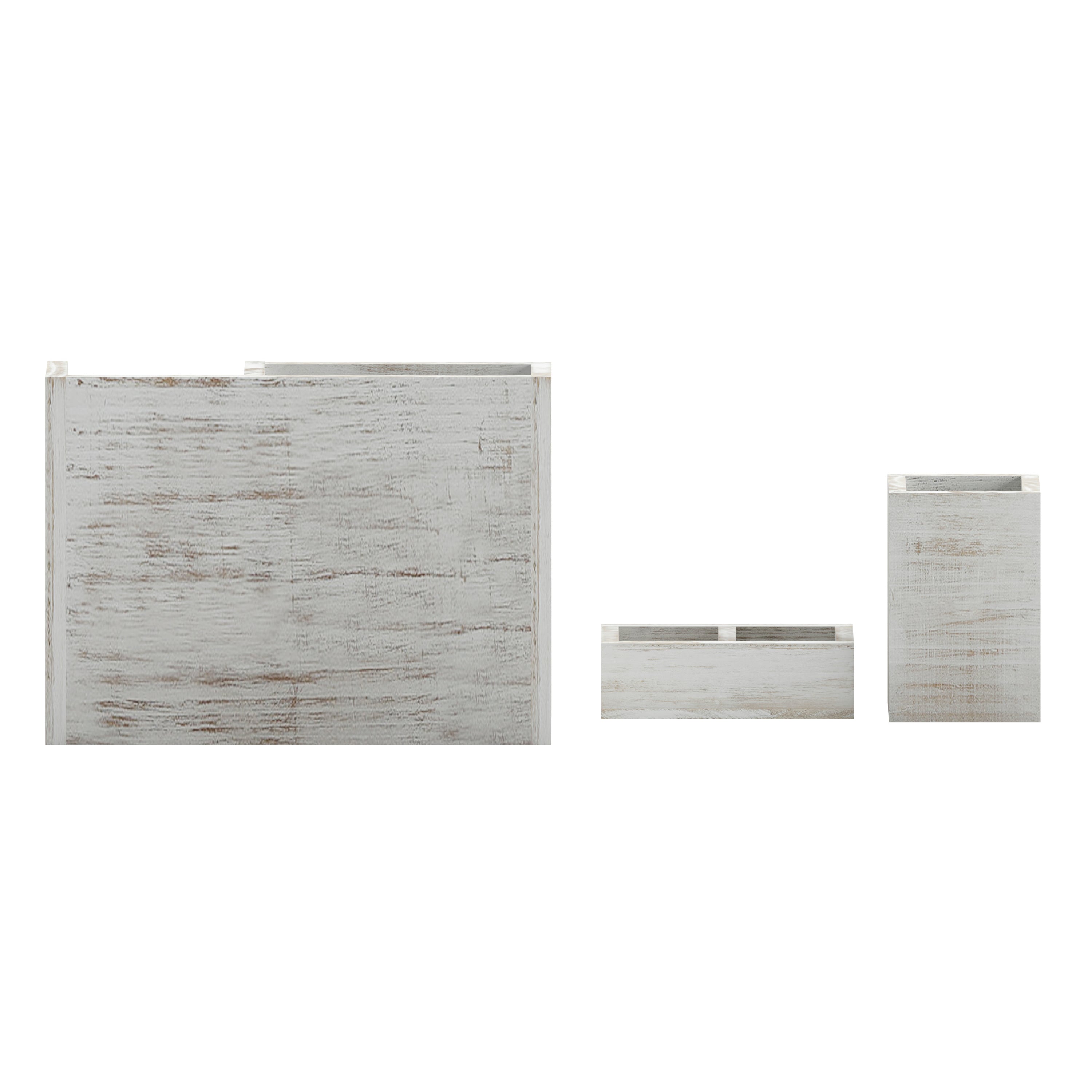 Comerford 3 Piece Metal and Wood Organizer Set For Desktop, Countertop, or Vanity
