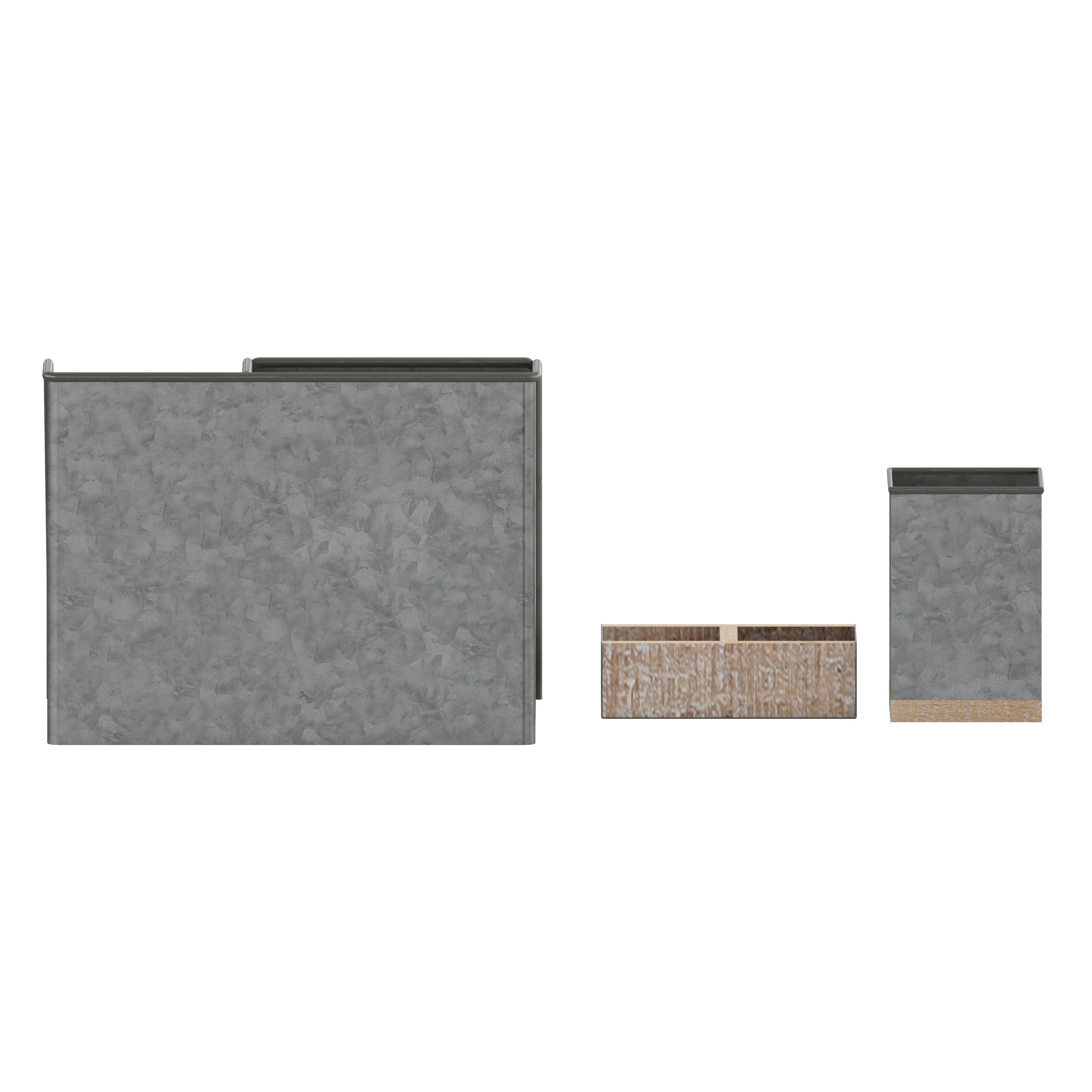Comerford 3 Piece Metal and Wood Organizer Set For Desktop, Countertop, or Vanity