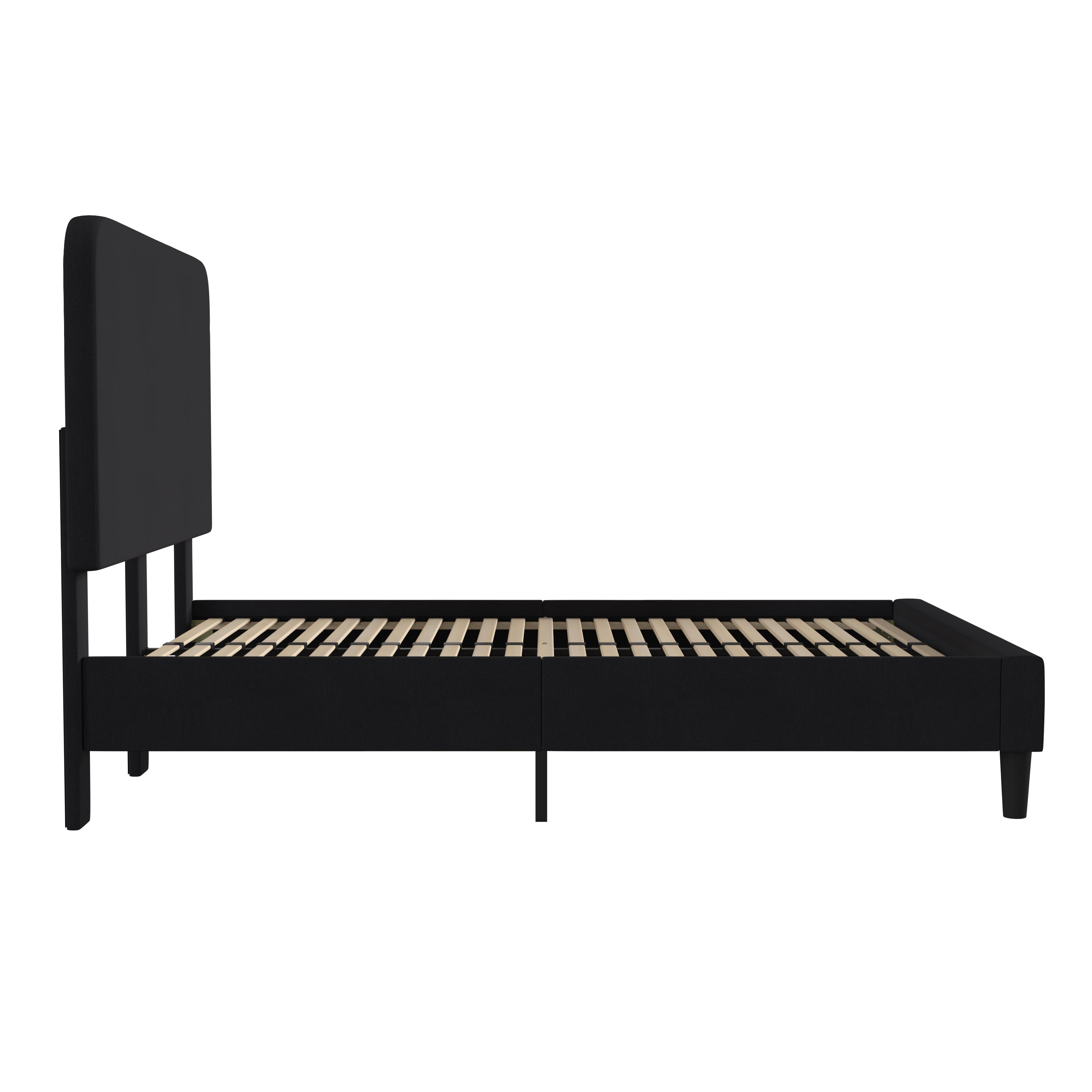 Addison Upholstered Platform Bed - Headboard with Rounded Edges - No Box Spring or Foundation Needed