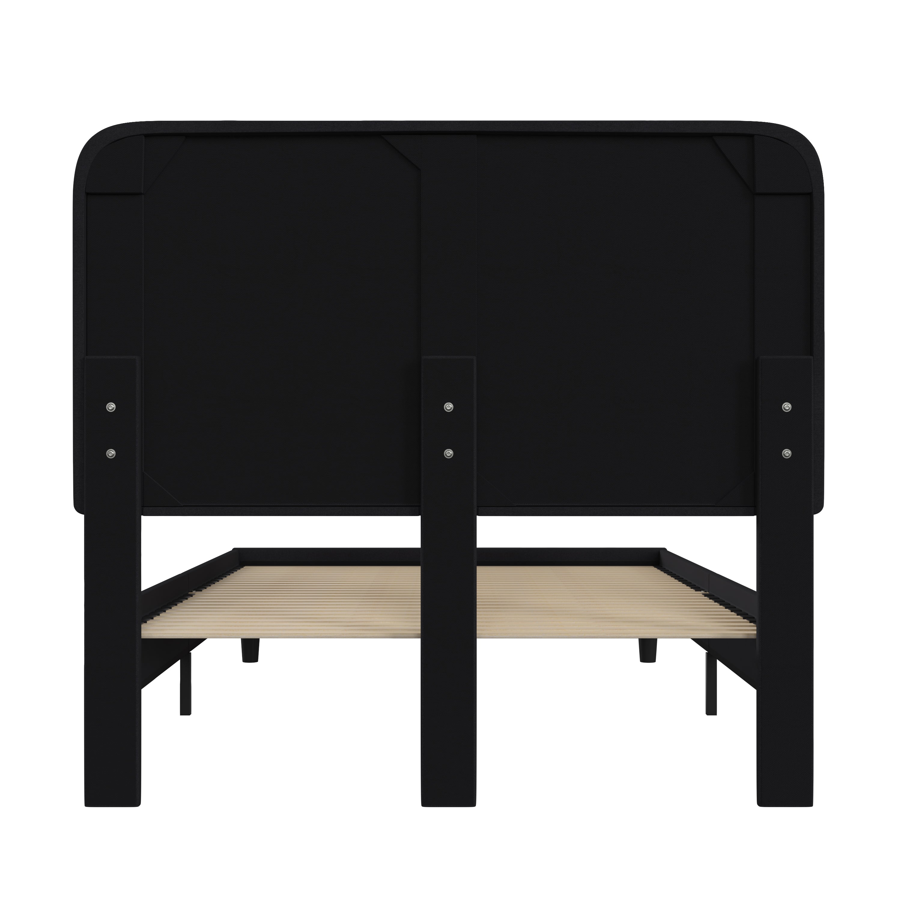 Addison Upholstered Platform Bed - Headboard with Rounded Edges - No Box Spring or Foundation Needed